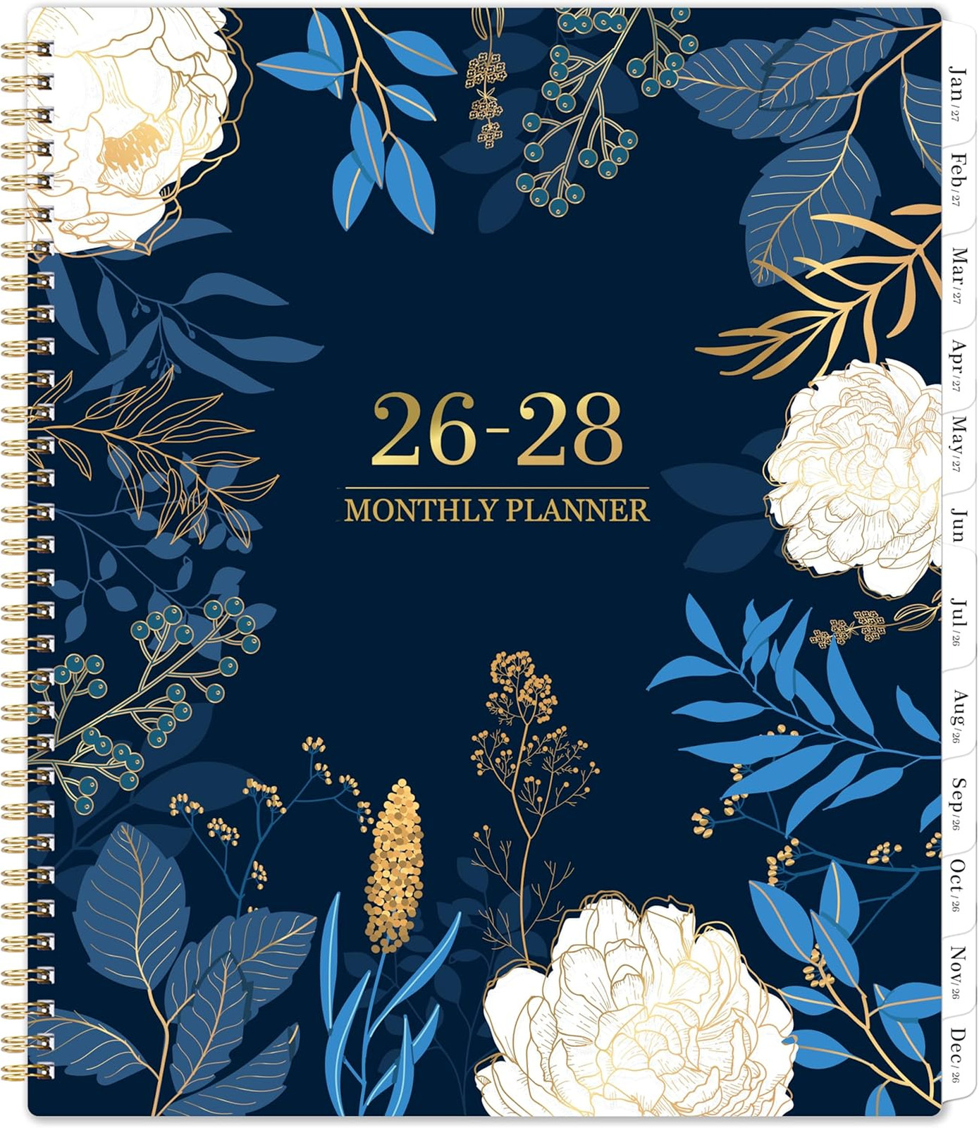 Monthly Planner 2026 2028 Julian Dates Tabs Holidays Twin-Wire Binding 11×9
