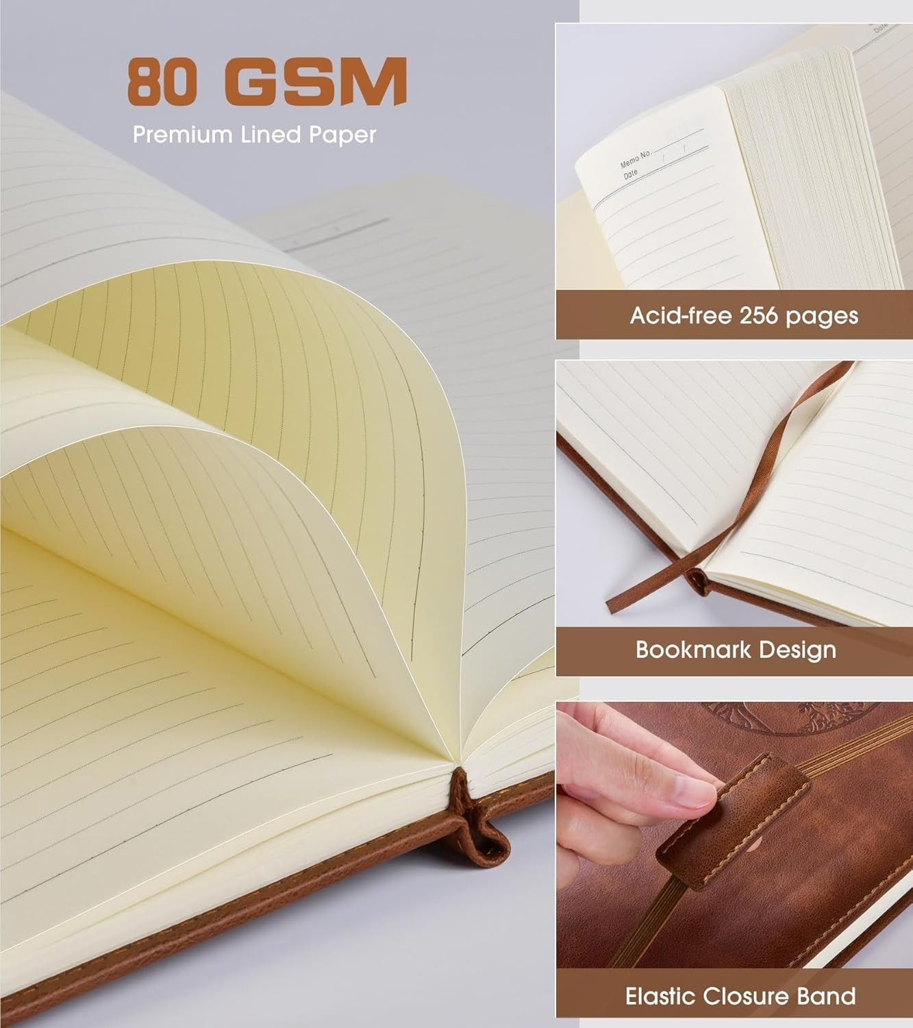Leather Journal Notebook Vintage 256 Lined Pages 5.7″x8.3″ Hardcover Diary