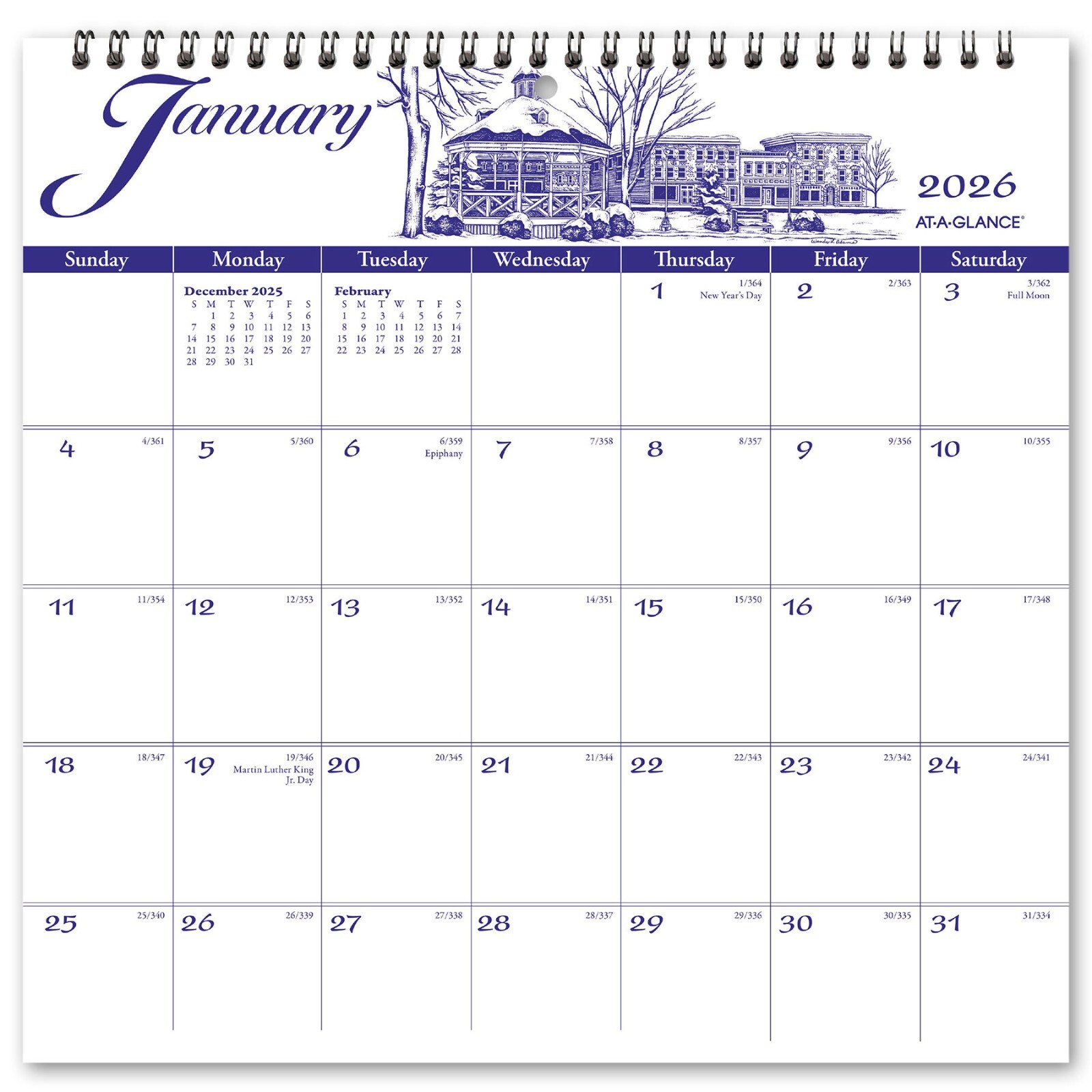 2026 At-A-Glance G1000-17 Illustrated Monthly Wall Calendar, 12 x 12″
