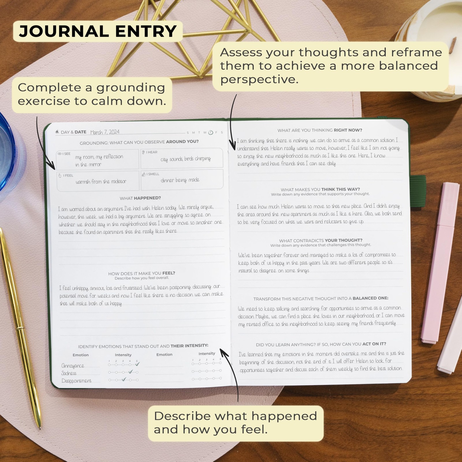 Clever Fox Mental Health & Anxiety Journal – A5 (5.8″ x 8.3″), Forest Green