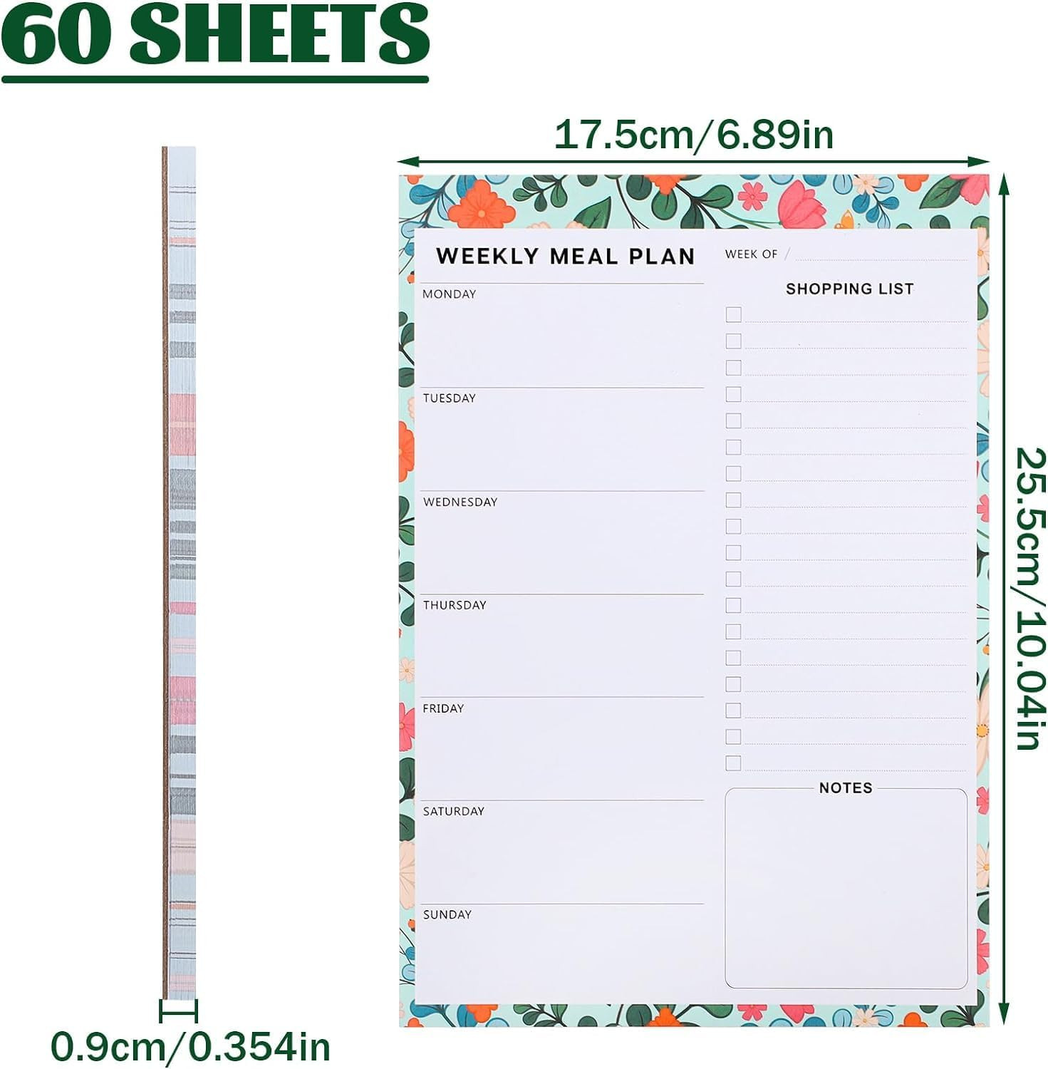 60 Sheet Meal Planner for Fridge, Magnetic Weekly Meal Planner & Grocery List wi