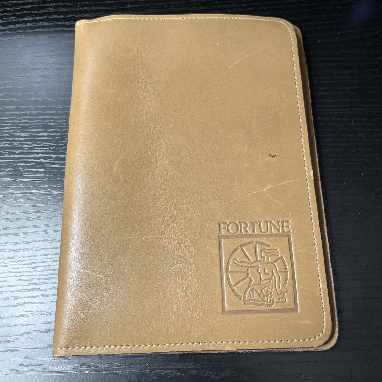 Vintage 6” By 9” Leather Fortune Journal With Original Pen