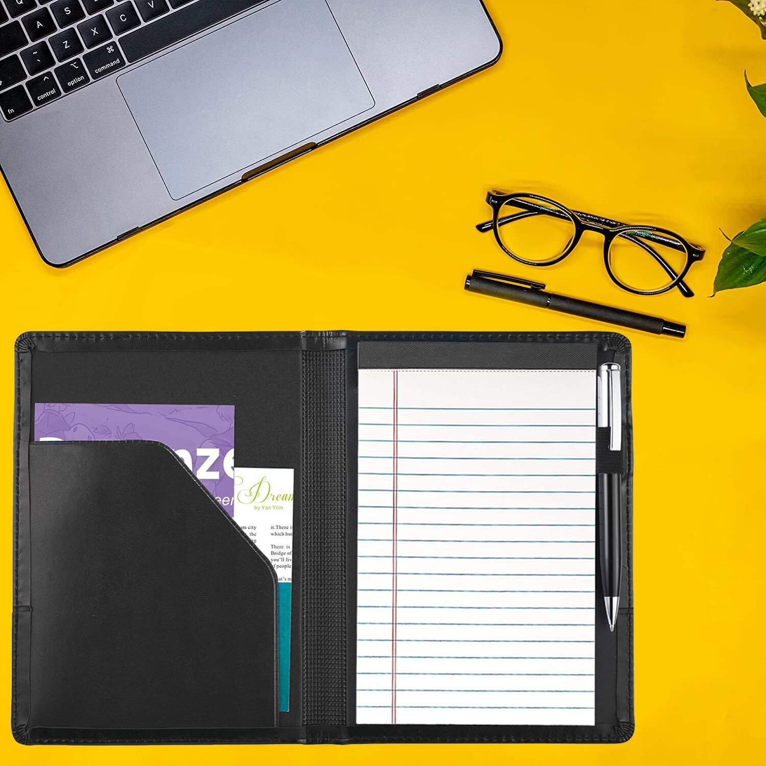 Mini Padfolio Portfolio Binder 5×8 Legal Notepad Document Organizer Black