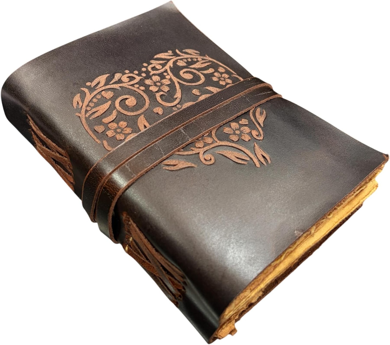 Leather Journal, Beautiful Heart Embossed Journals for Women, Deckle Edge Vin…