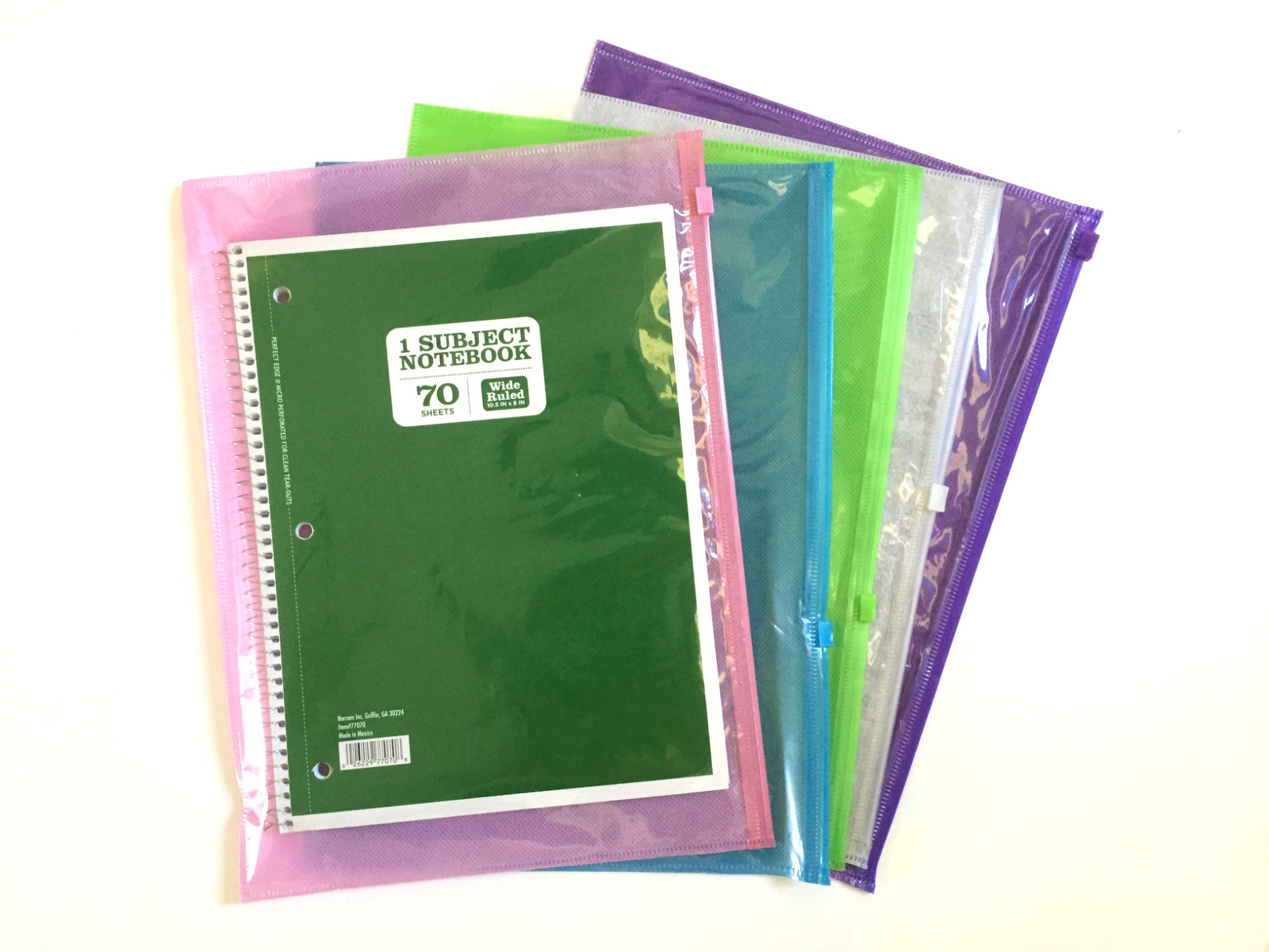 New A4 Waterproof Fabric & Clear Plastic Document Bag Paper File Folder 5-Pack