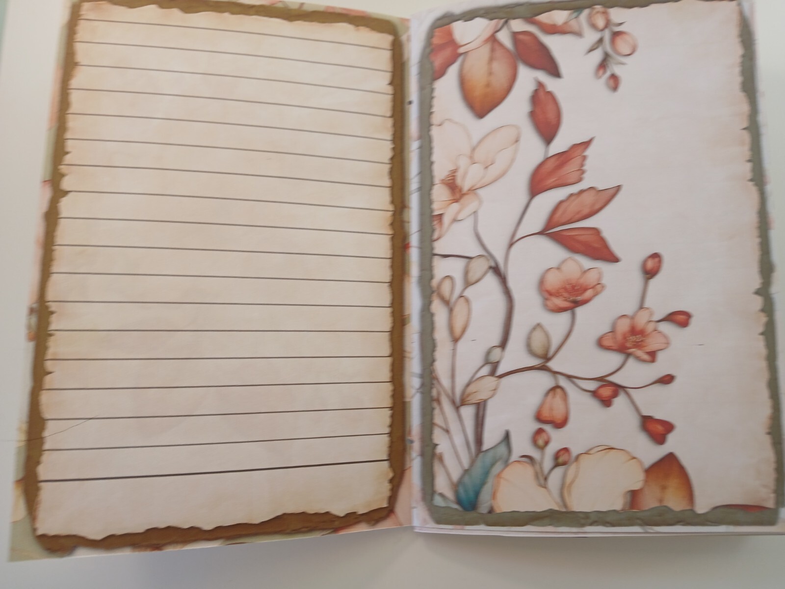 Junk Journal Blank Booklet “SOFT FLORALS” Pastel Florals LG 8.5″x5.5″ 40pgs