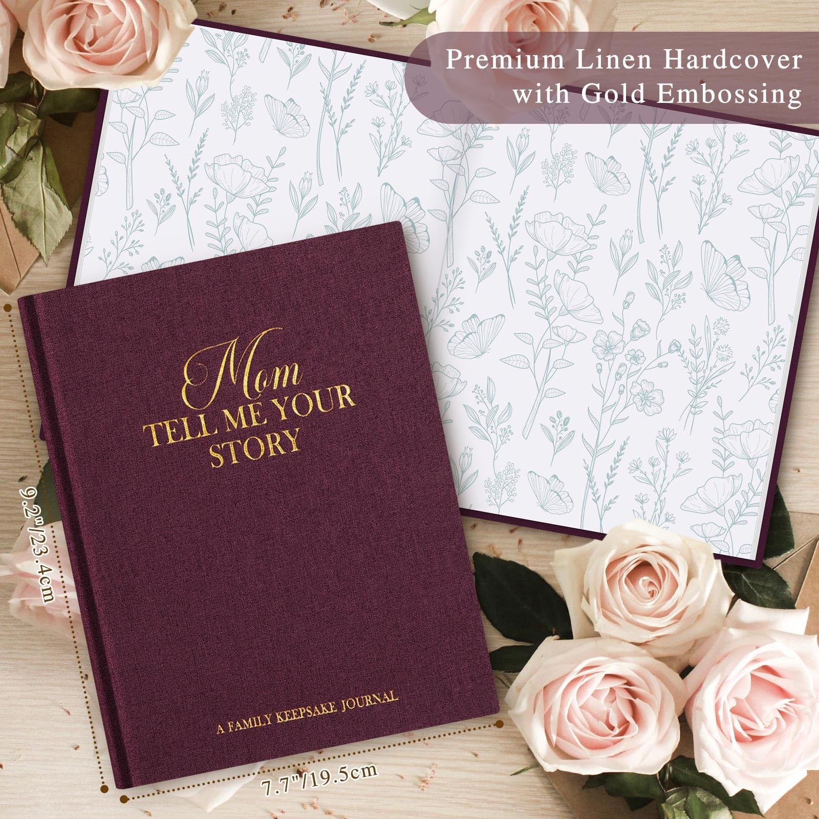 Lanpn Mom Life Story Journal with 270+ Prompts Guided, Mom’s Story, Purple