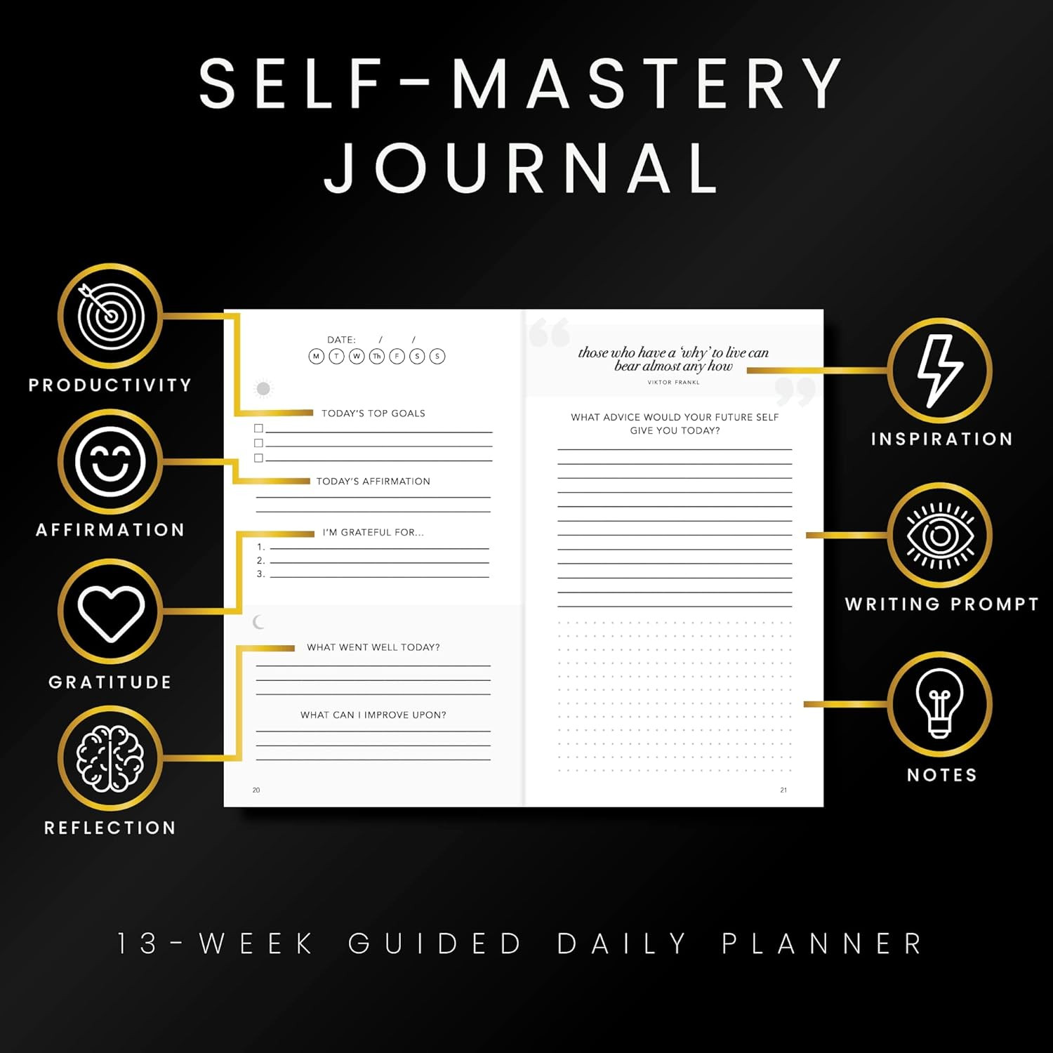 Self Mastery Journal for Men 5 Minute Gratitude and Reflection Journal