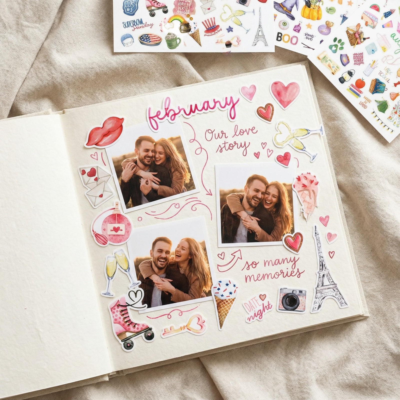8 Sheets Aesthetic Monthly Planner Stickers 6 x 8 Inch Colorful Set
