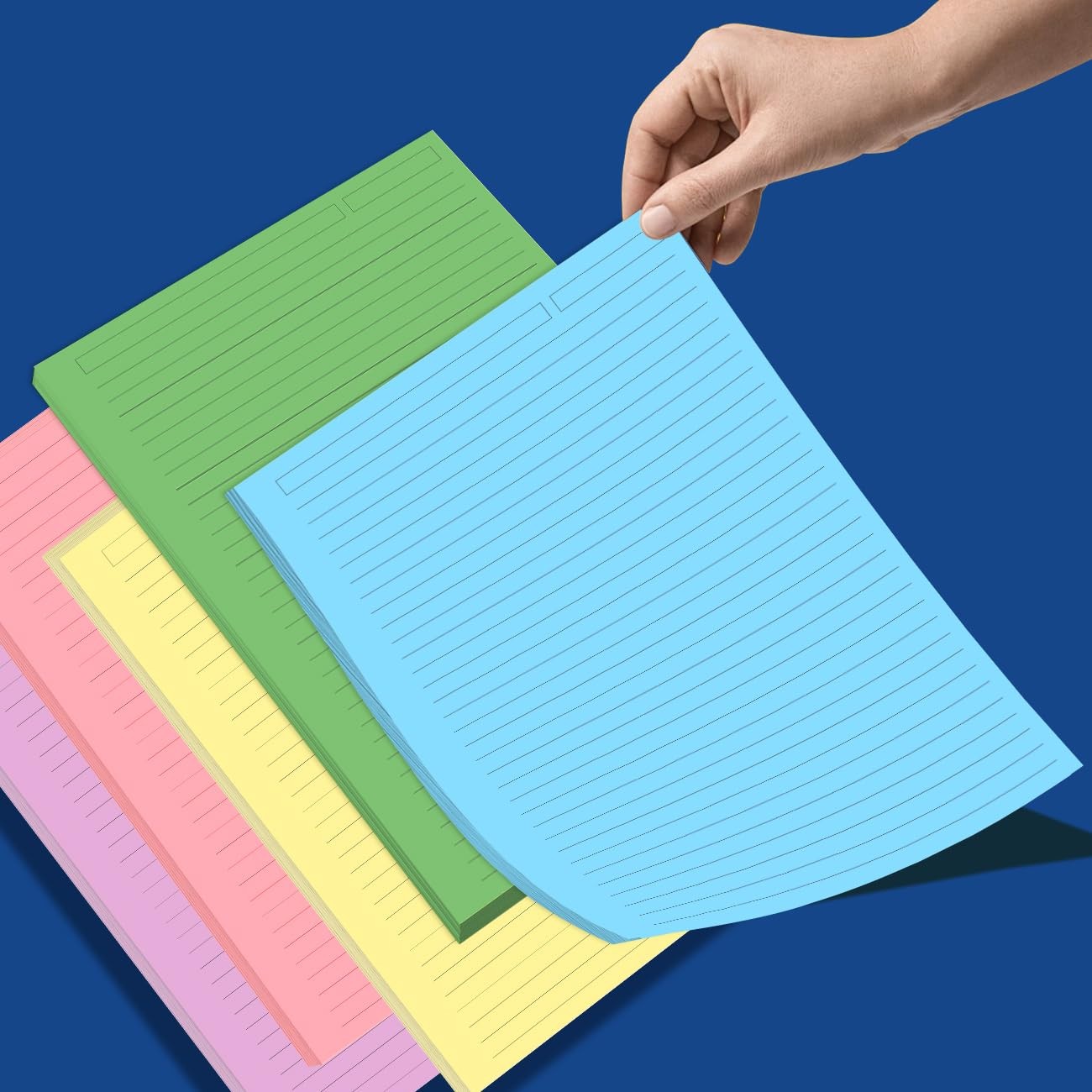 100 PCS Unpunched Line Paper 5 Colorful Ruled Filler 5.8×8.5 Inch Refill