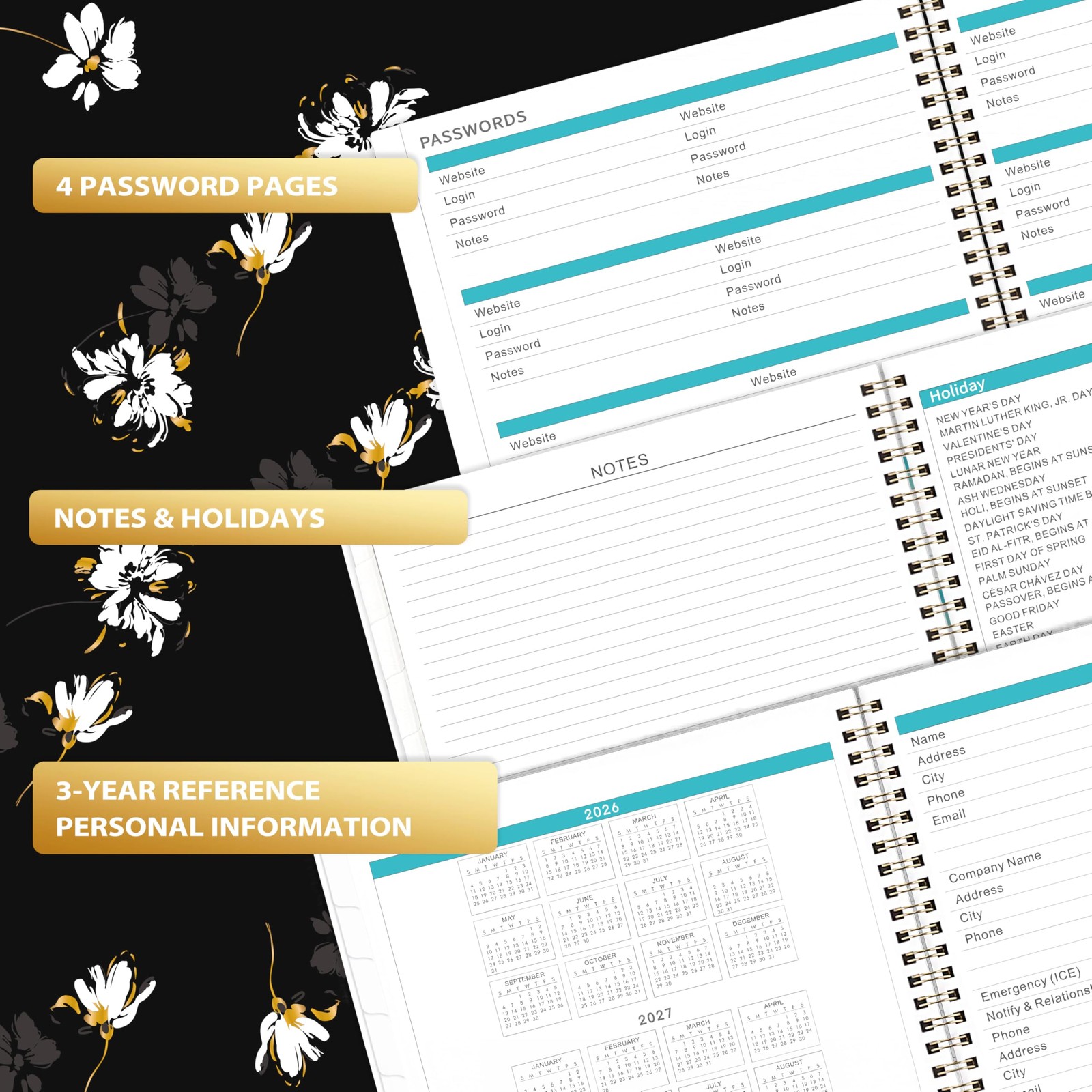 2026-2027 Monthly Planner – 9 inches X 11 inches, Black