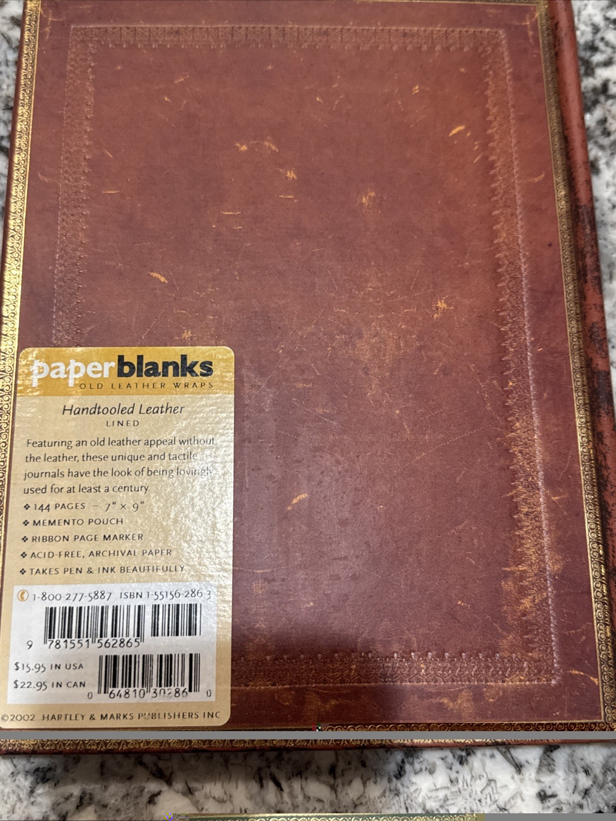 Paperblanks Hartley & Marks 2 Leather Journal Notebook Hand-Tooled Wrap VTG