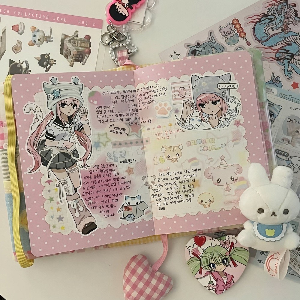 Colorful Patchwork A6 Notebook Cover Handmade Kawaii Cute Planner Diary Journal
