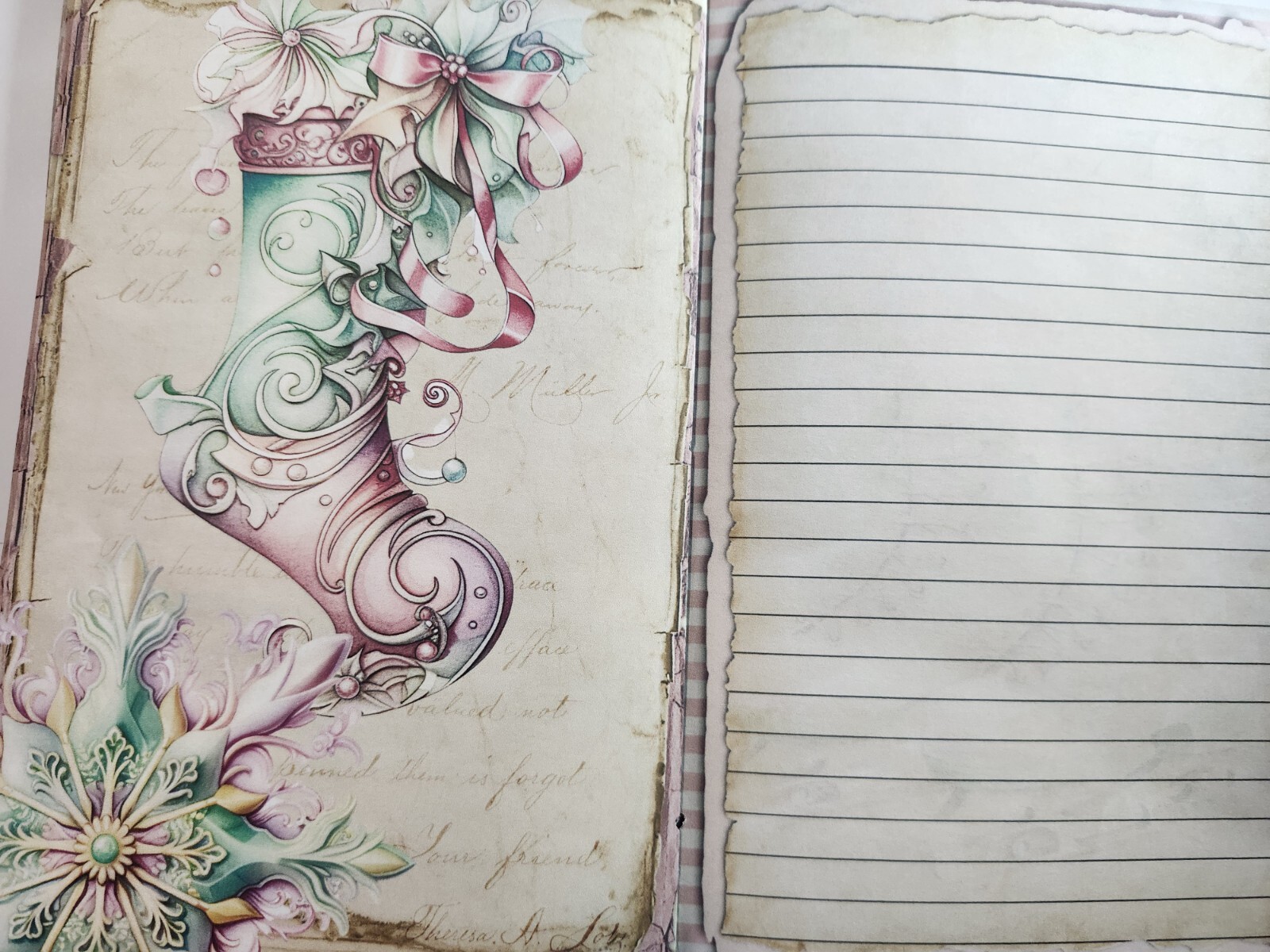 Junk Journal Booklet “PASTEL CHRISTMAS 2” Christmas Pink Holiday Ephemera