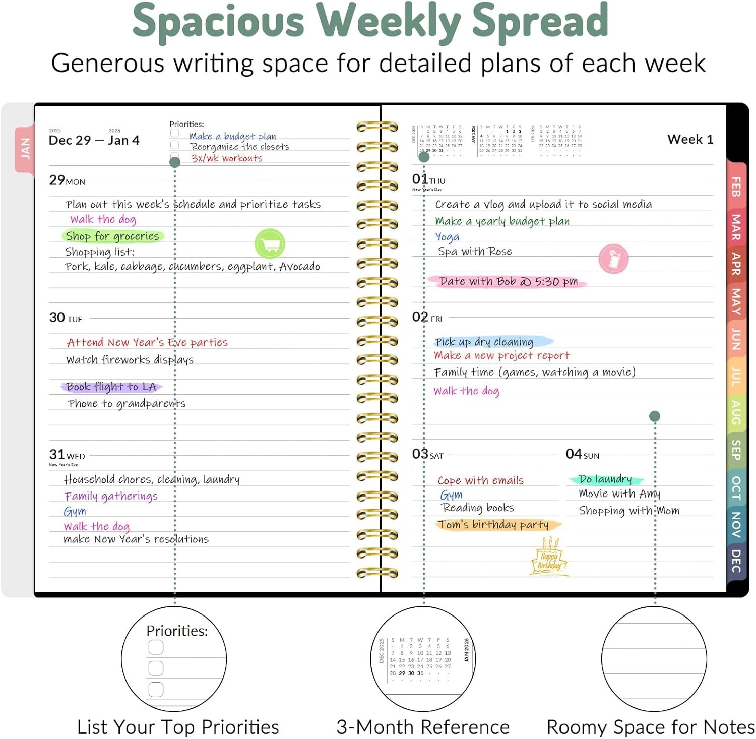 2026 Planner, Calendar Planner Weekly and Monthly (Jan 2026-Dec 2026), 6″ X 8″,