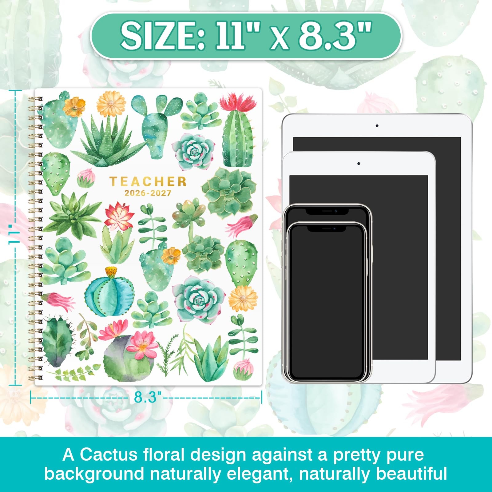 Teacher Lesson Planner 2026-2027, Jul. 2026 – Jun. 2027 8.3″ x 11″