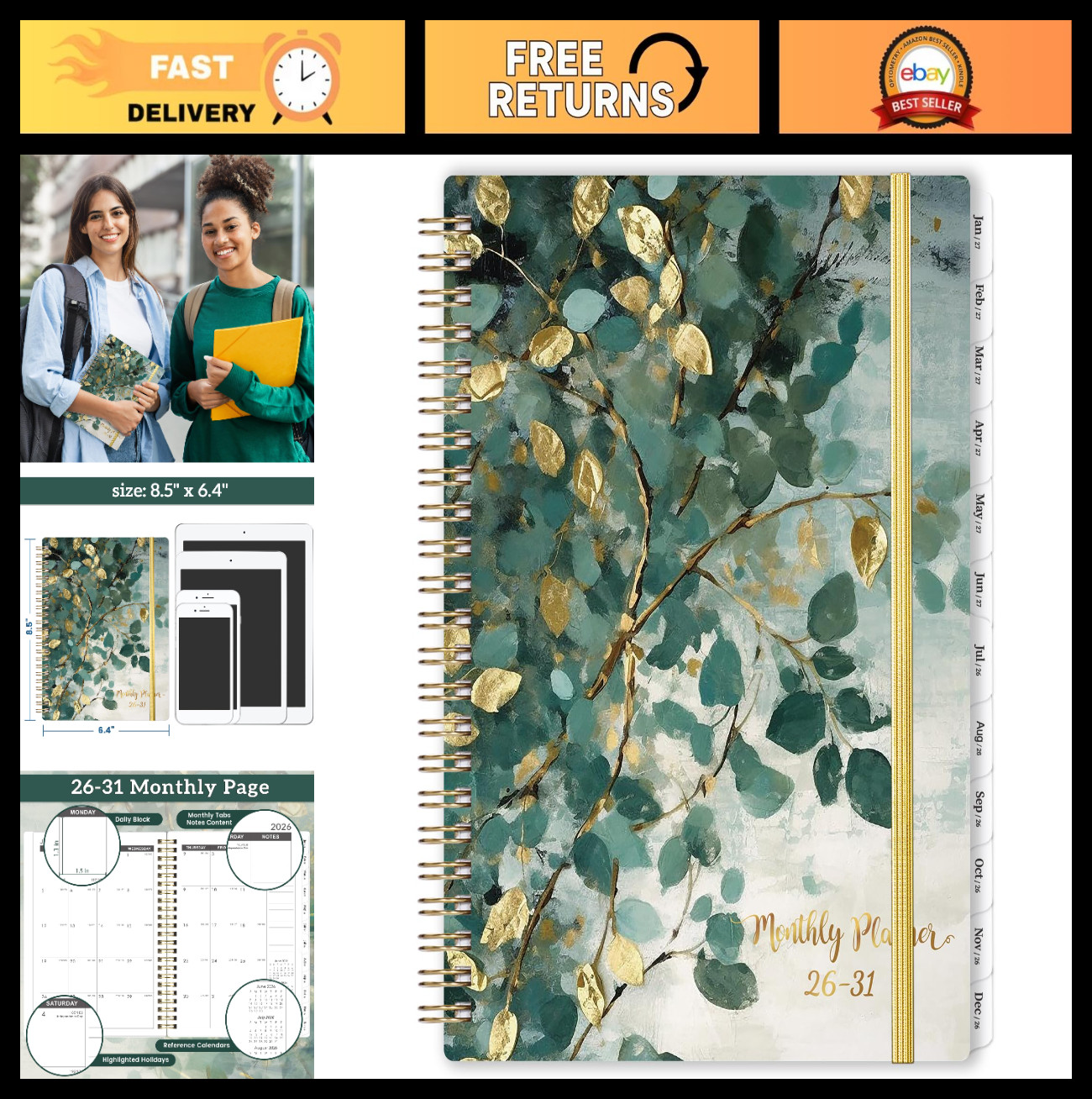 5-Year Monthly Planner 2026-2031, 60-Month Calendar, 6.4″x8.5″, Notes & Pocket