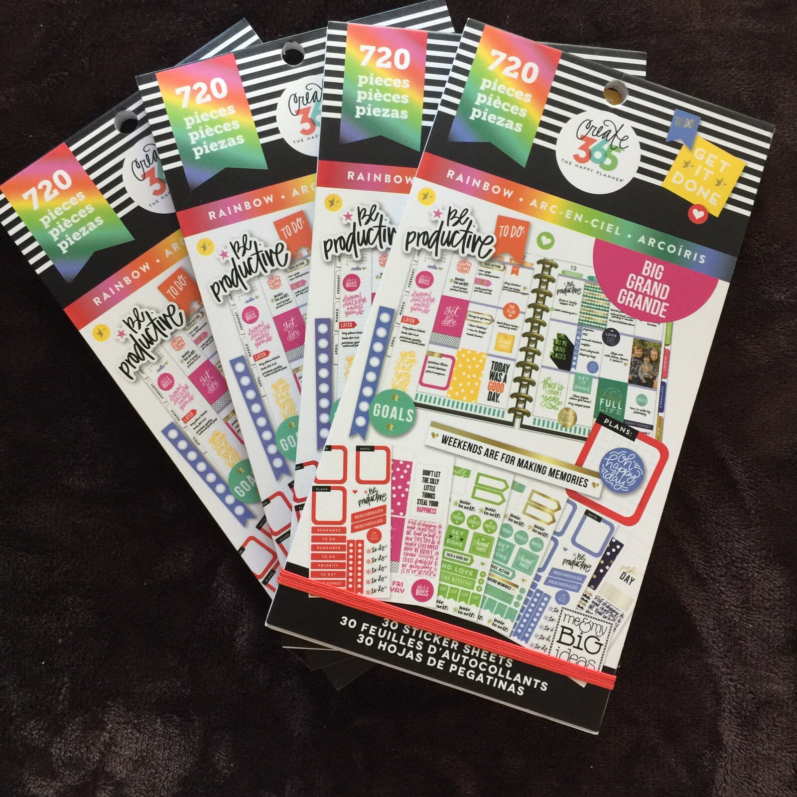 BIG Happy Planner Rainbow Sticker Value Pack 720 pc each Lot of 4 New Red Green