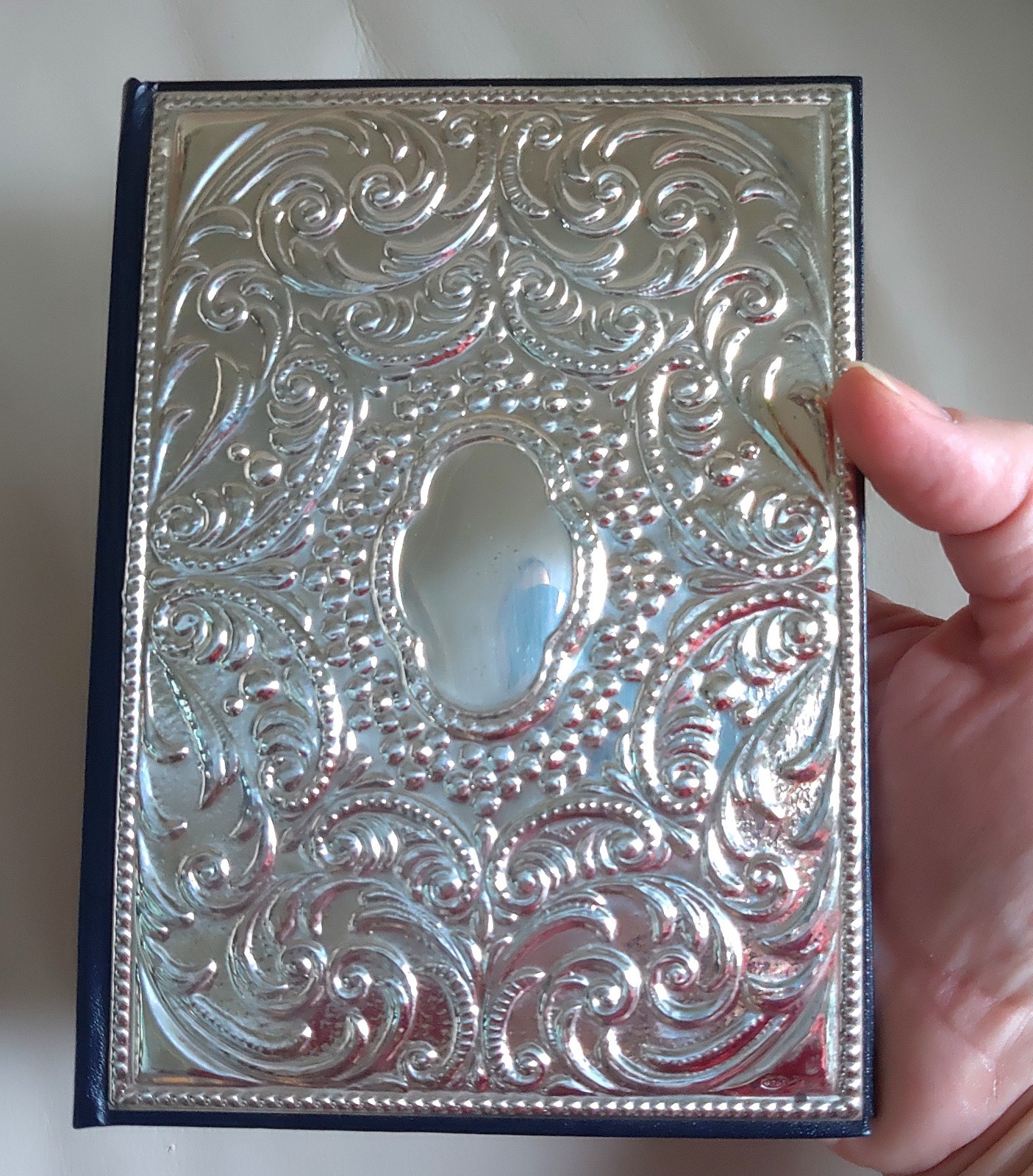 925 marked Sterling Silver Vintage Leather Phone Address Book A- Z Italy