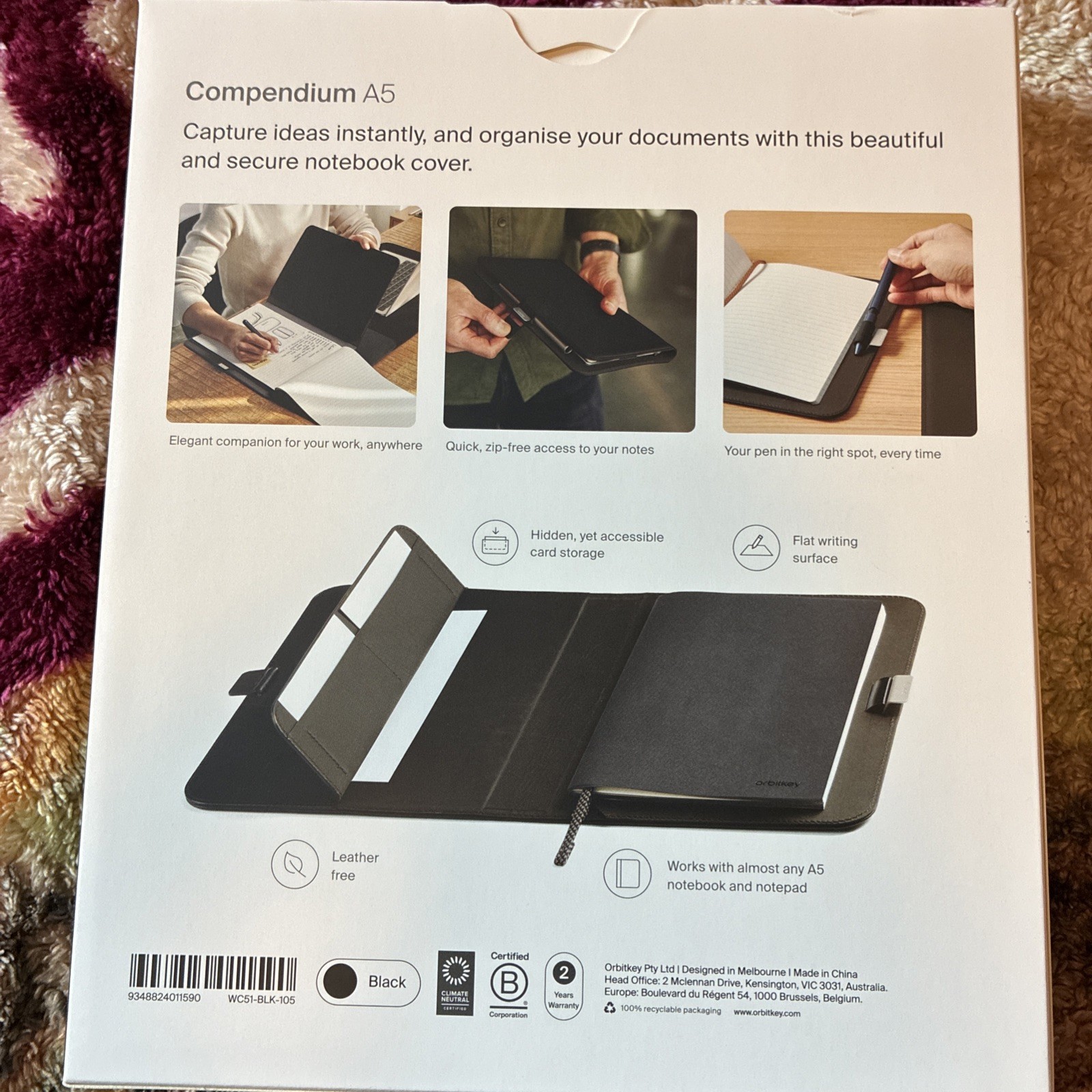 Orbitkey Compendium Leather-Free A5, Black, NIB
