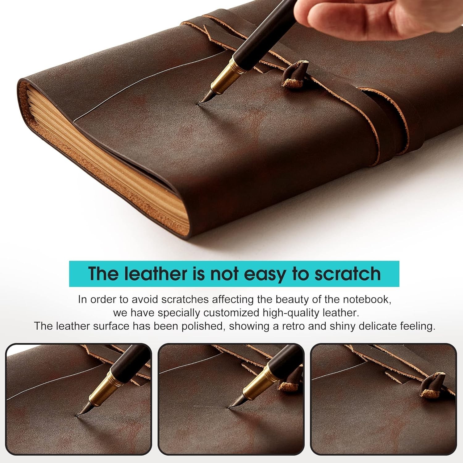 Genuine Leather Journal, 8×10 Vintage Navy Blue Notebook for Artists & Travelers