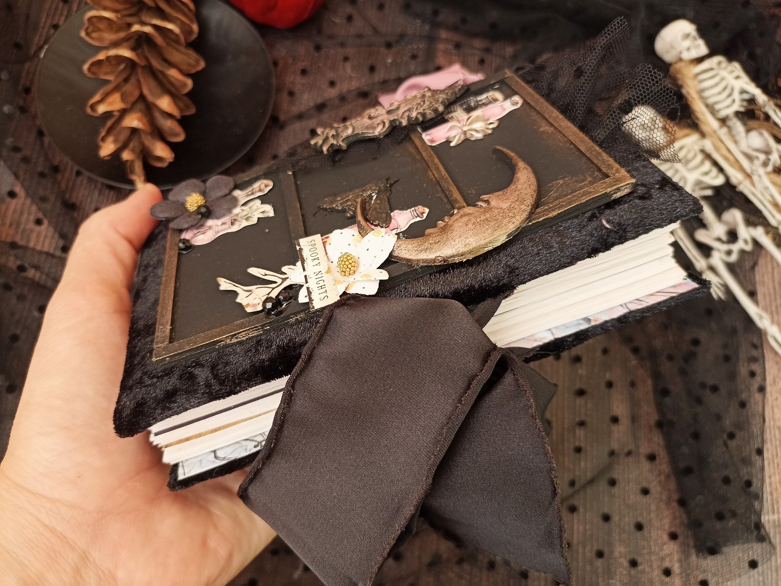 Dark gothic witch junk journal handmade blank Vampire notebook 6×5 in 200 pgs