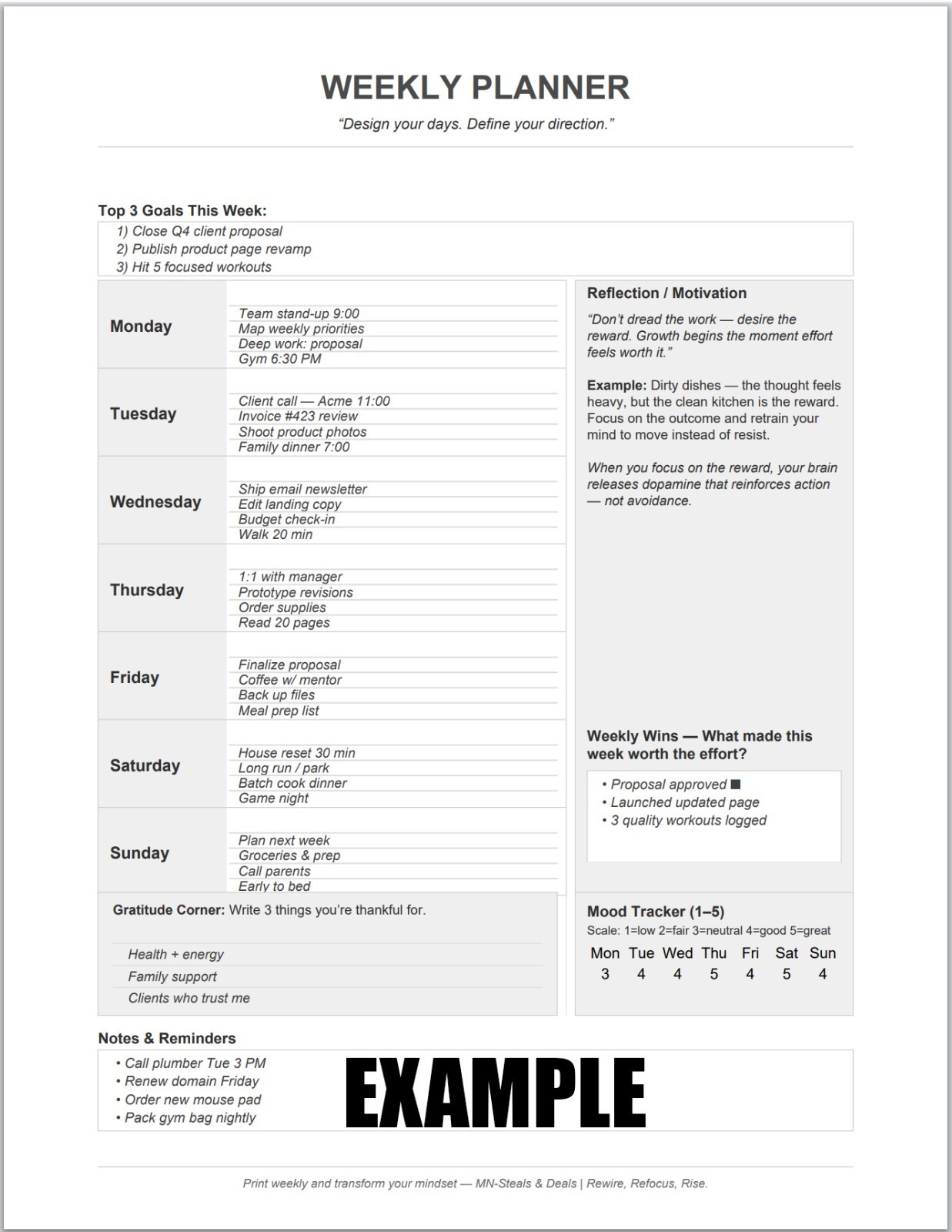 Weekly Digital Planner | Printable To-Do List | PDF Download