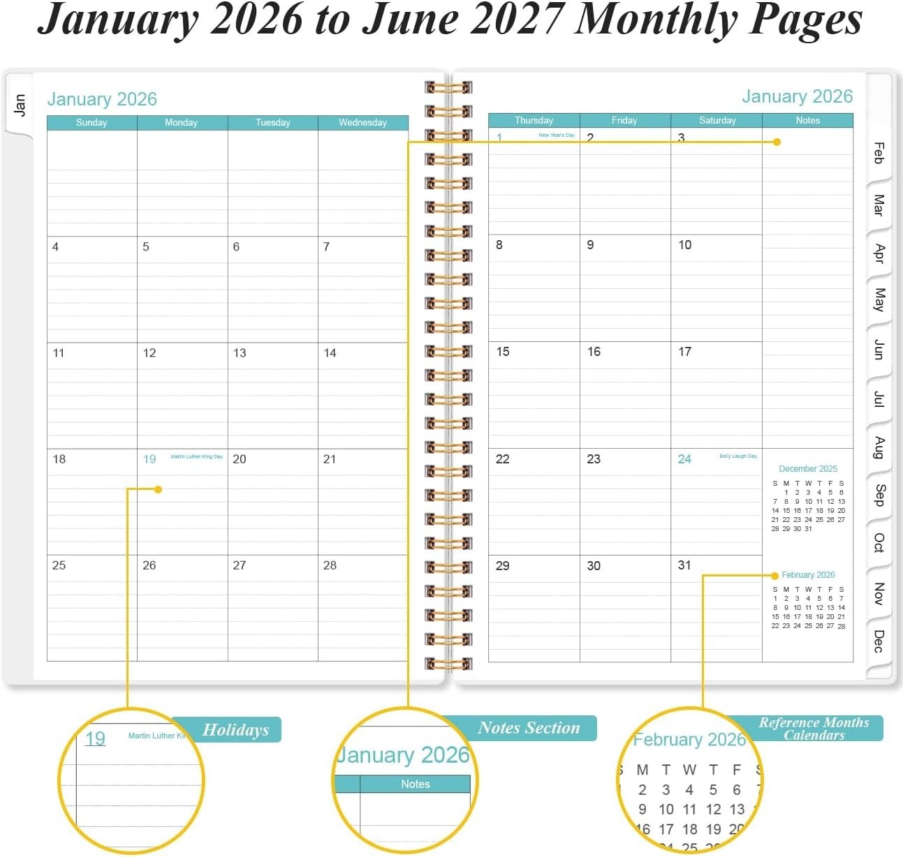 Portable 2026-2027 Planner: Ruled Pages, Inner Pocket & Twin-Wire Binding