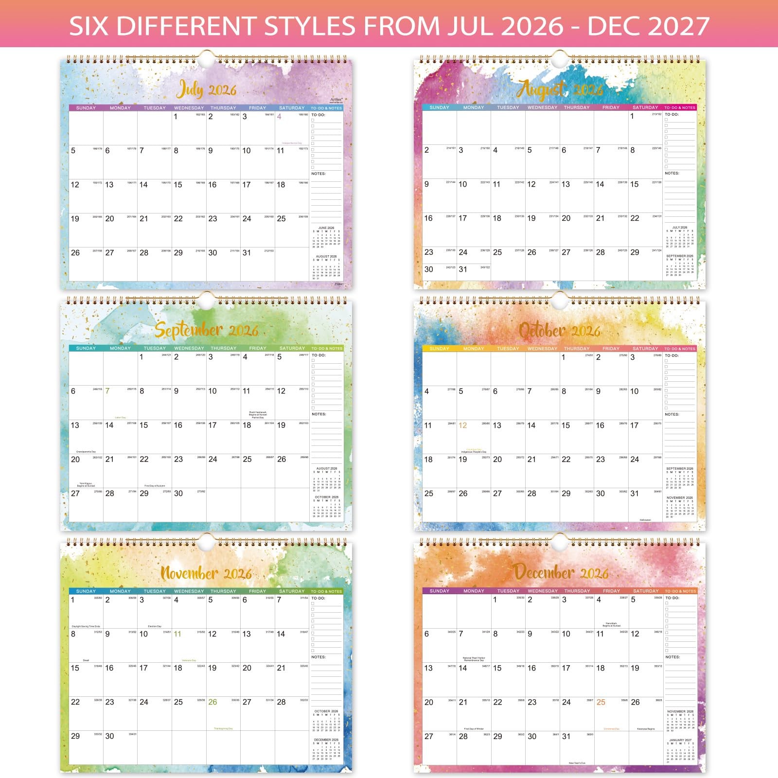 Wall Calendar 2026-2027 – Calendar, JUL 2026 – 14.8″ x 11.5″, white