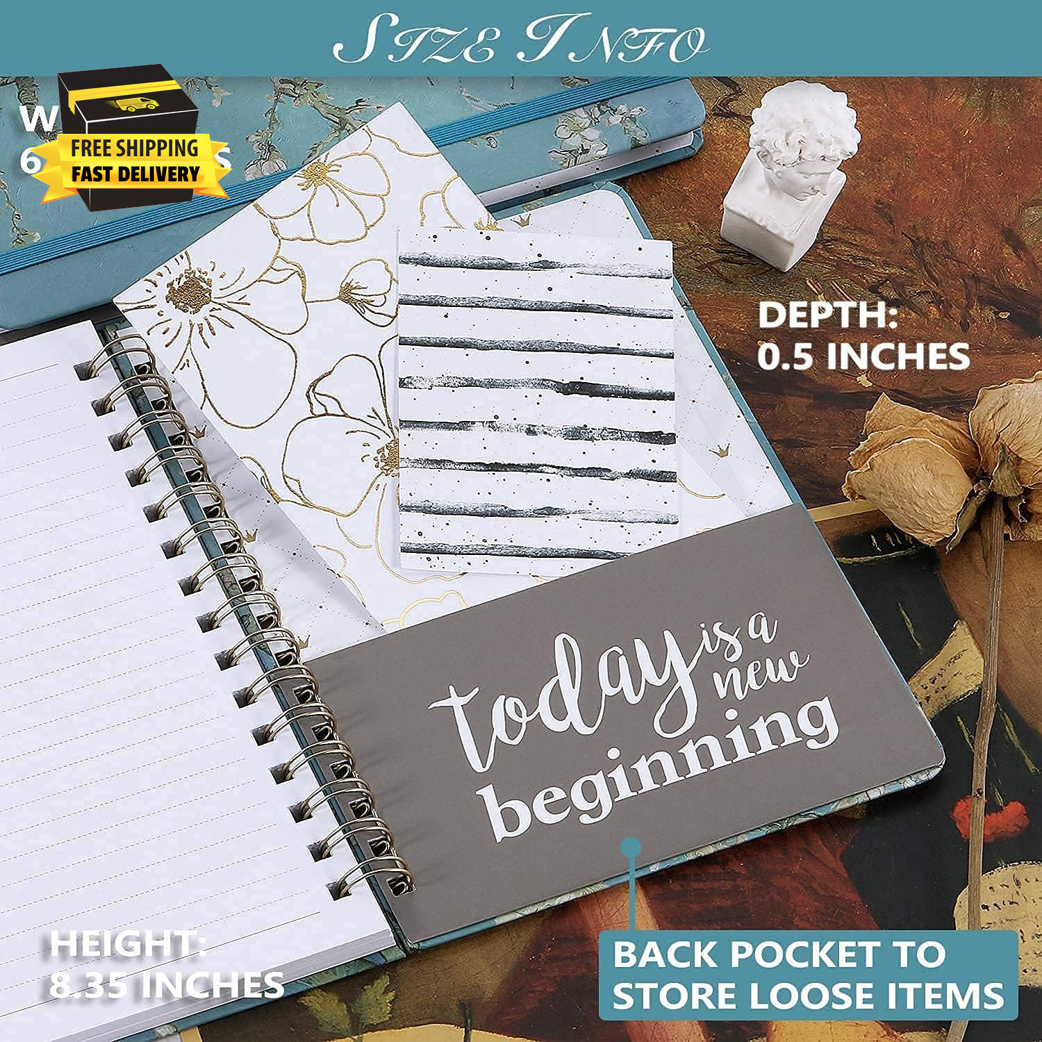 Ruled Notebook/Journal – Lined Journal with Premium Thick Paper, 8.5″ X 6.4″, Co