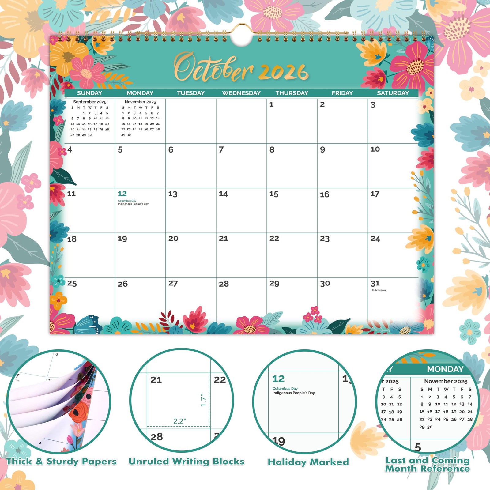 2026 Wall Calendar – 2026 covers 12 Middle(14.8 “x11.4”), gray