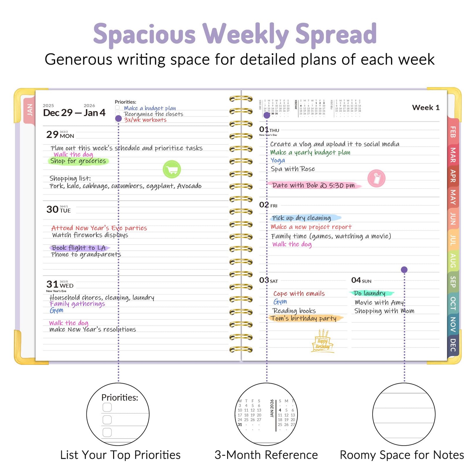2026 Planner, Forvencer Calendar 8.5″ x 11″ (Jan 2026 – Dec 2026), Purple