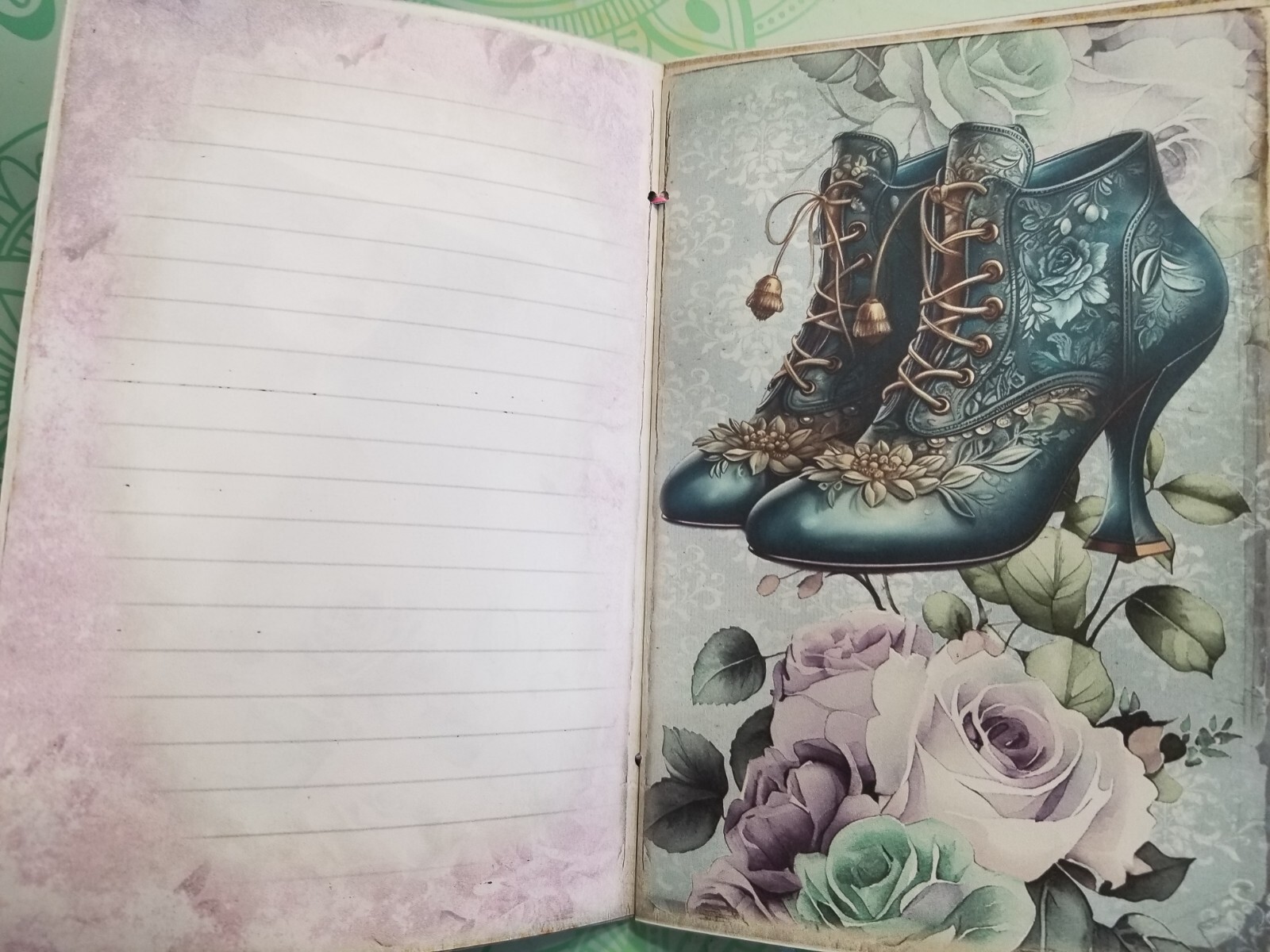 Junk Journal Booklet “VICTORIAN PEACOCK” HANDMADE Cards, Pockets, Ephemera