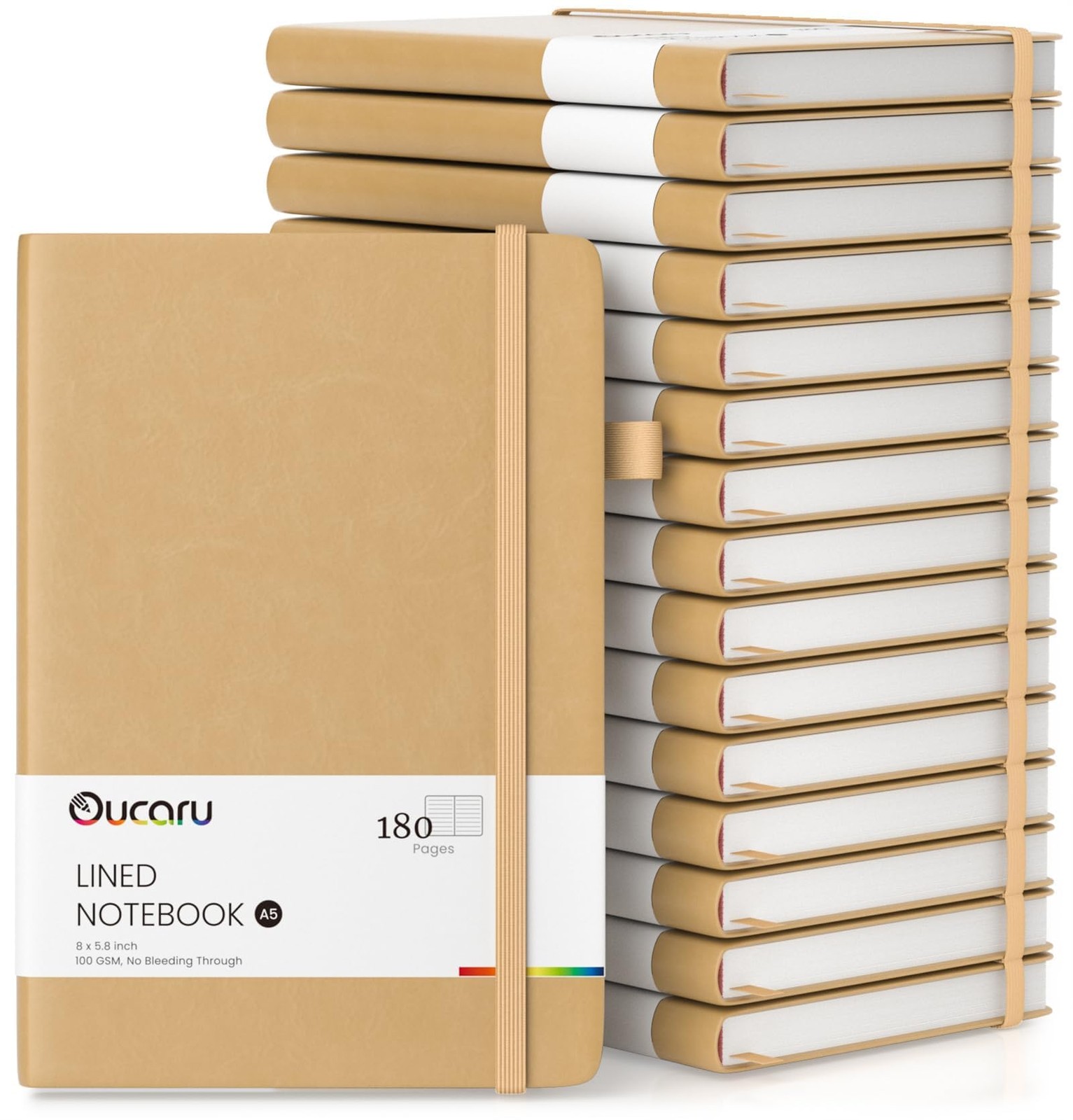 Oucaru Lined Journal Notebook, 16 Pack, 180 Pages, A5 Journals for Writing, 100