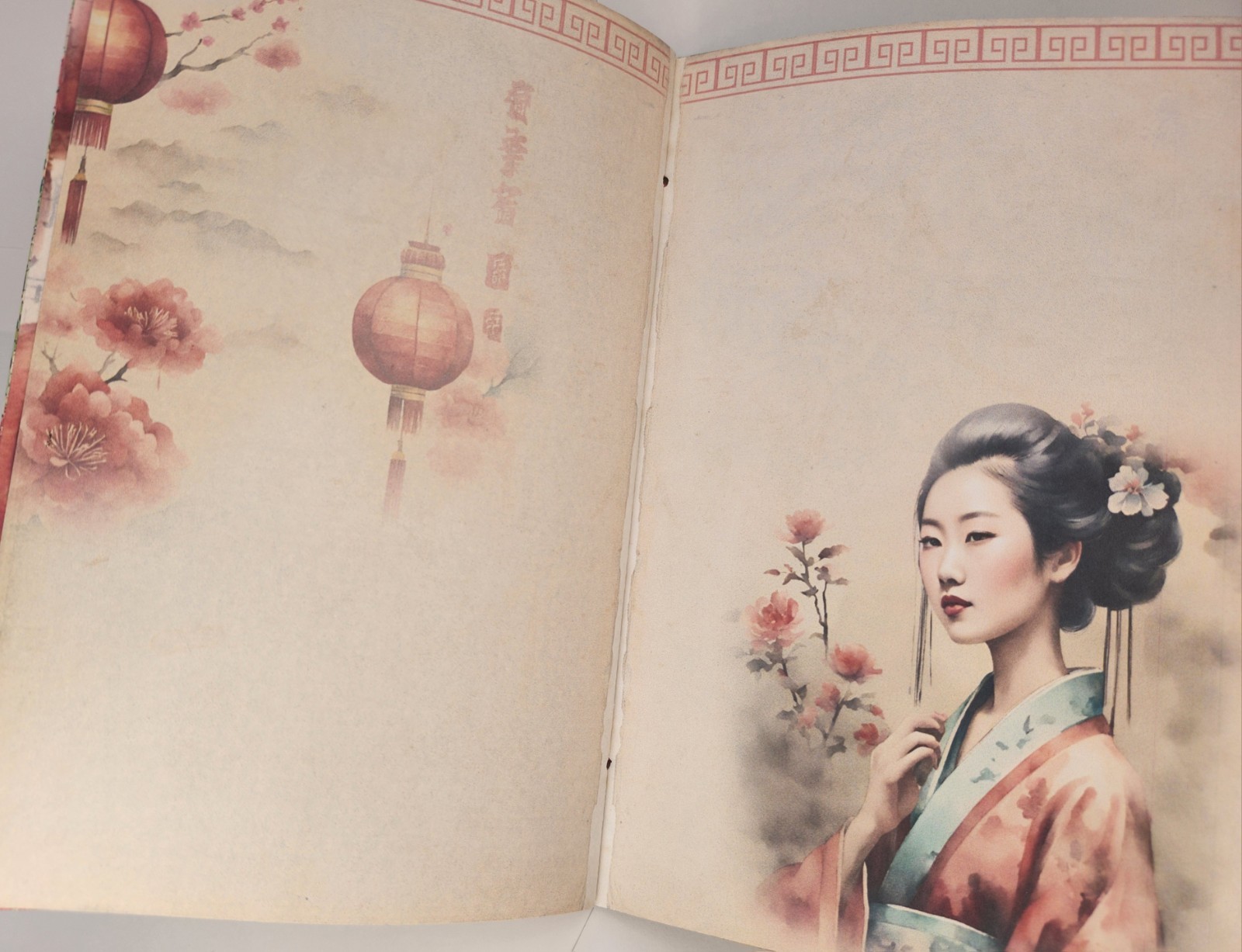 “ASIAN SPLENDOR” Oriental Japanese Style Junk Journal Vibrant Images 40pg 6″x9″
