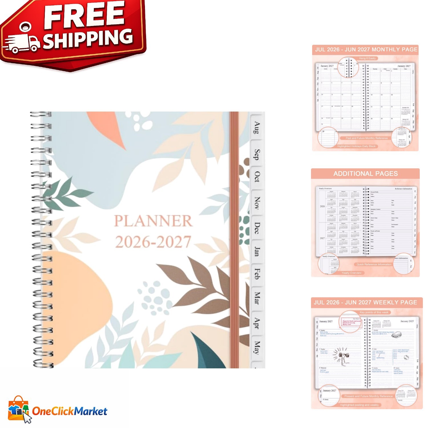 Durable 2026-2027 Planner with Flexible Cover – Ideal for Schedule Organization
