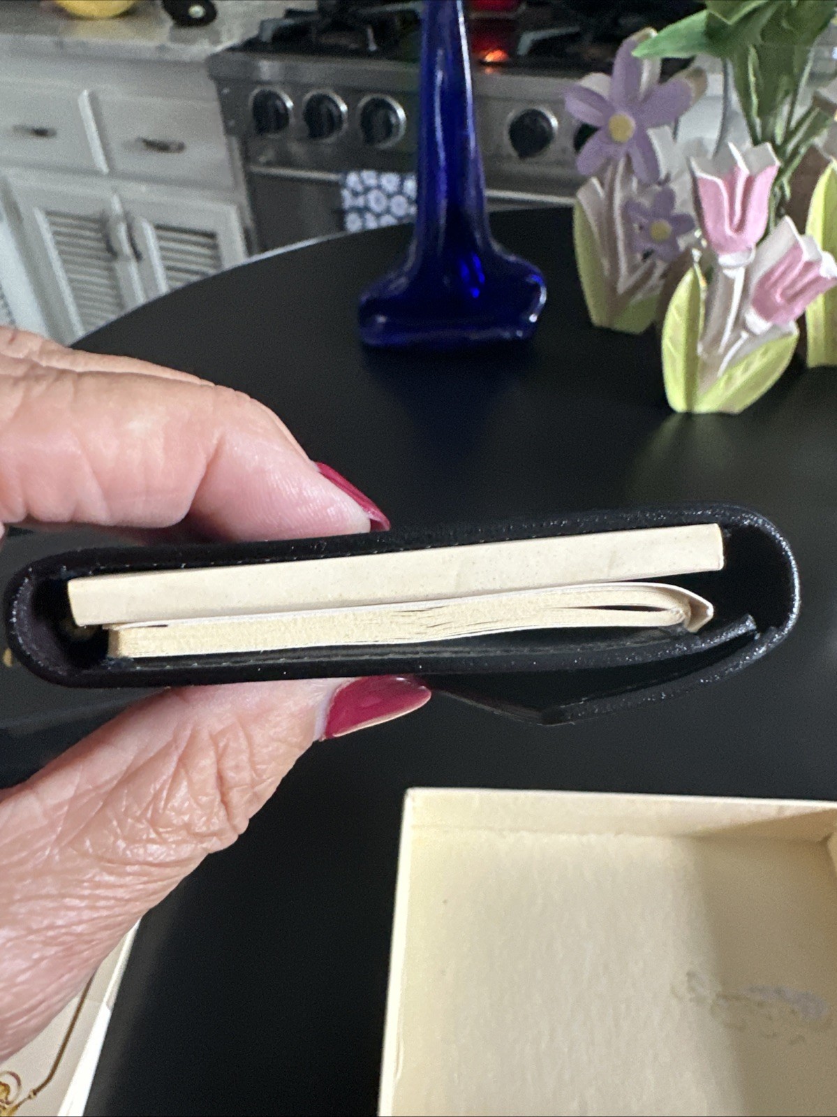 Vintage GUCCI Black Leather Pocket Diary Notebook Cover Set Pen Box Crest Rare