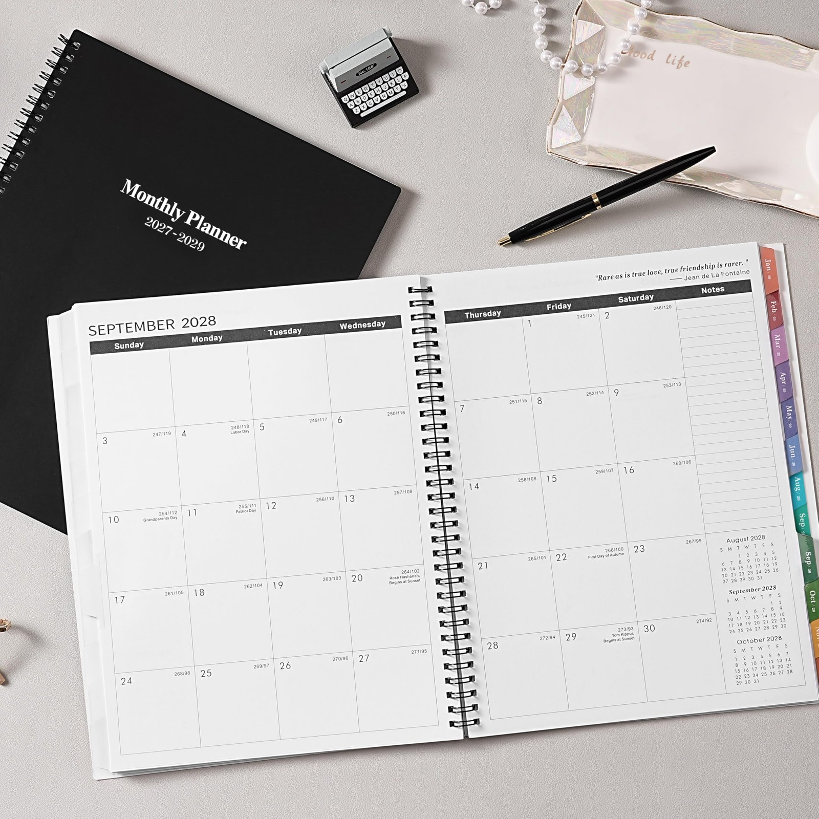 2027-2029 Monthly Planner/Calendar – 3 Year Planner Large, black