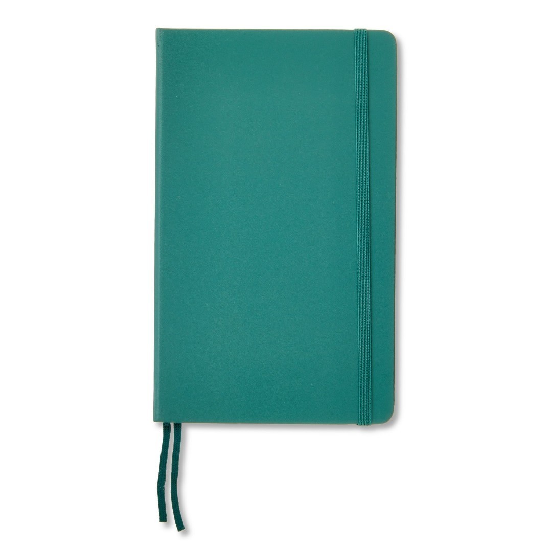 personalized Teal Leather Hardcover Blank Journal with Elastic Closure & Ribbon