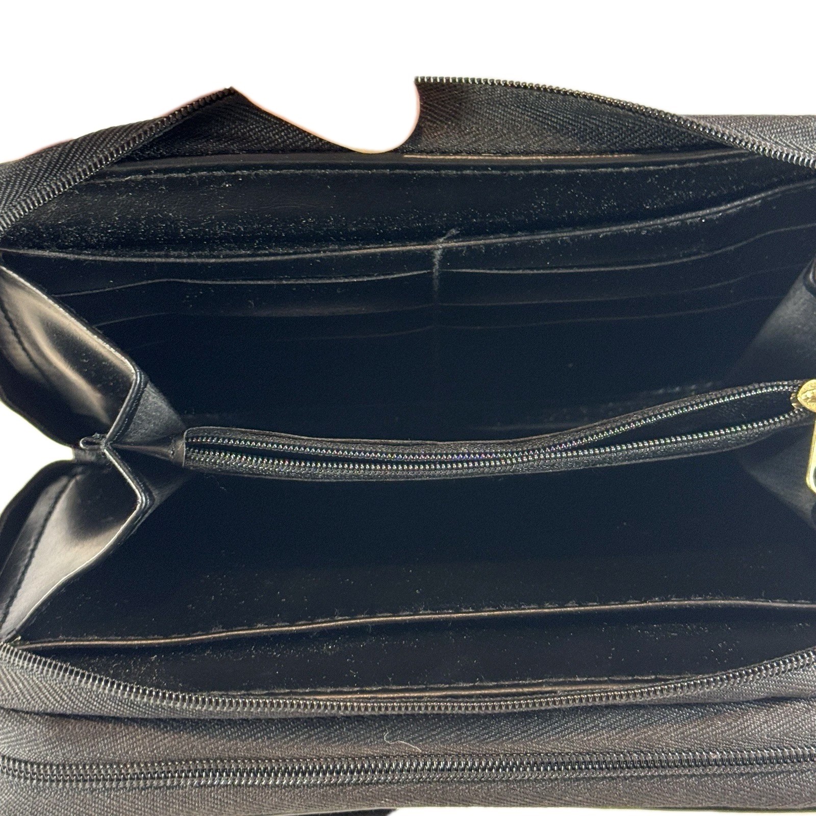 Vintage Y2K Black Faux Leather 6 Ring Planner Organizer Wallet Clutch Binder