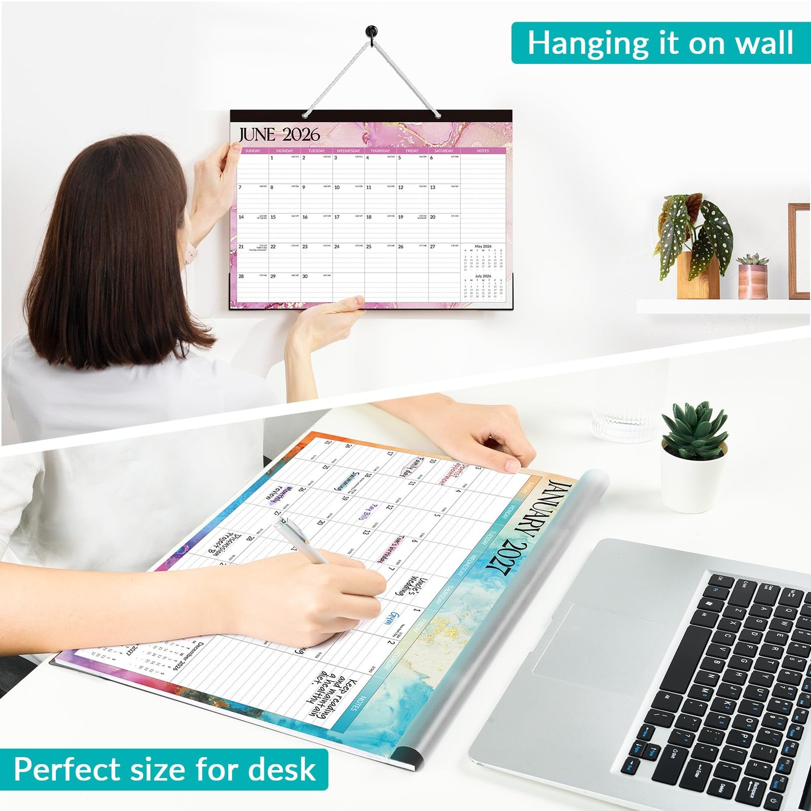 Forvencer Desk Calendar 2026-2027, 21 17 x 12″- (Apr 2026-Dec 2027), Blue