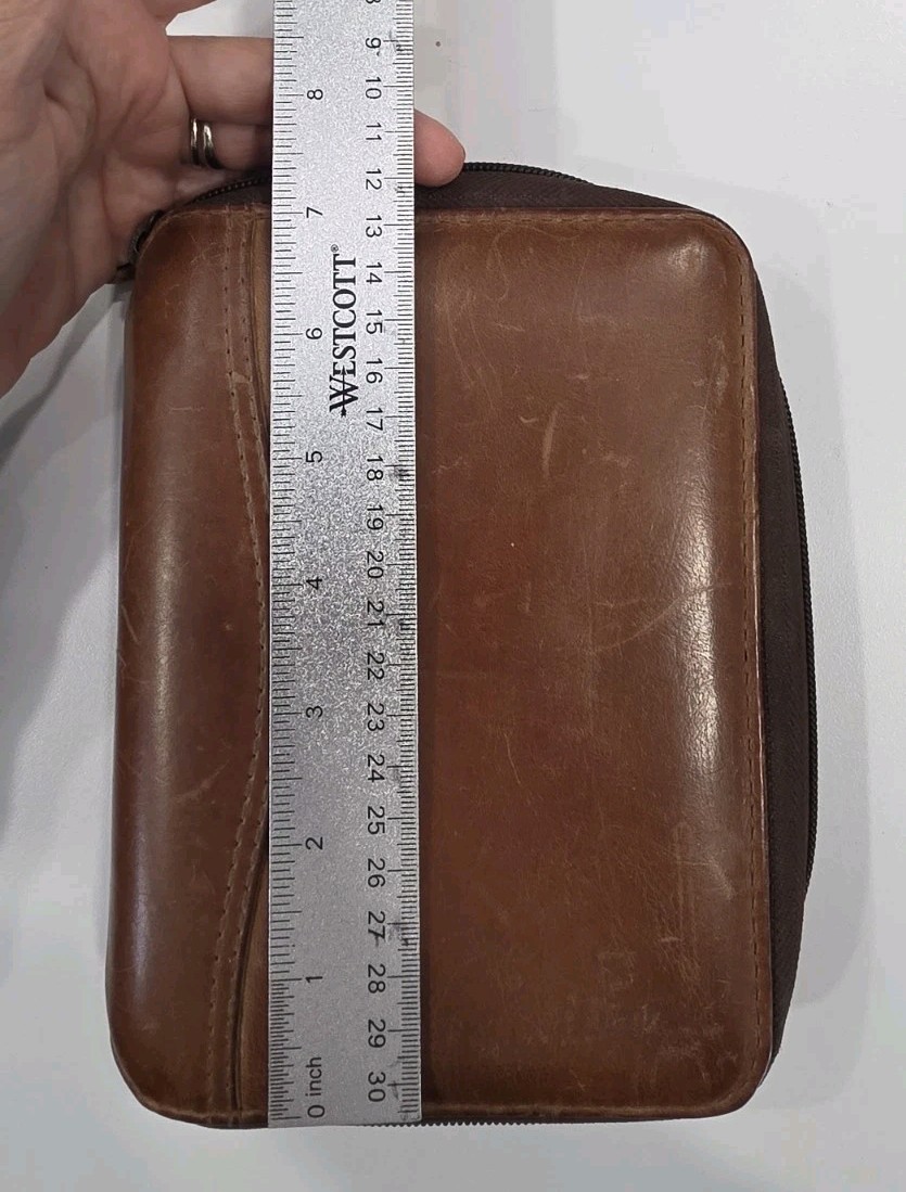 Vintage 1996 Franklin Covey 6 Ring Zip Around Genuine Leather Binder Made In USA