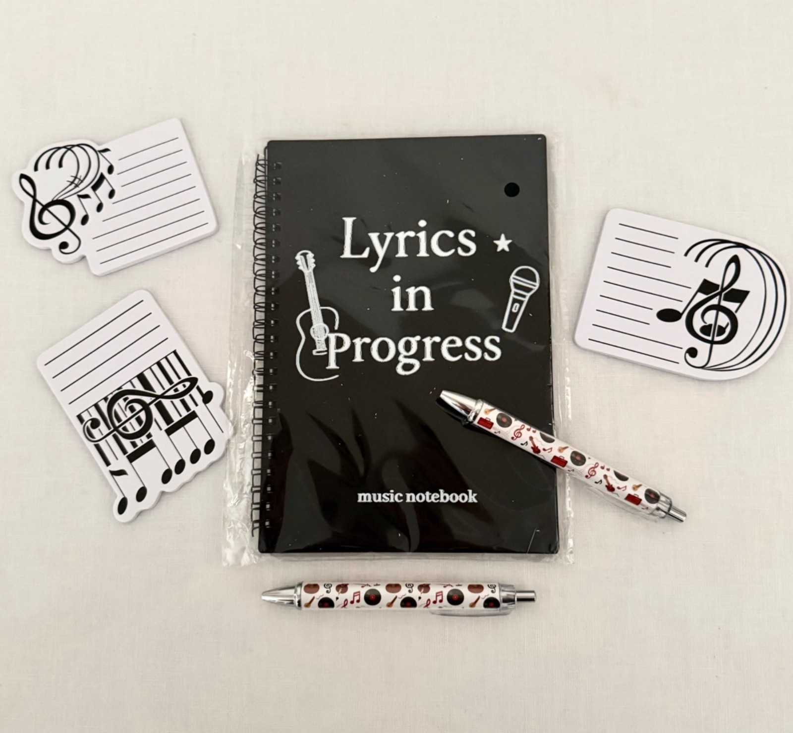 Songwriter Lyrics Ideas Desk Set Music Notebook Pens Notepads