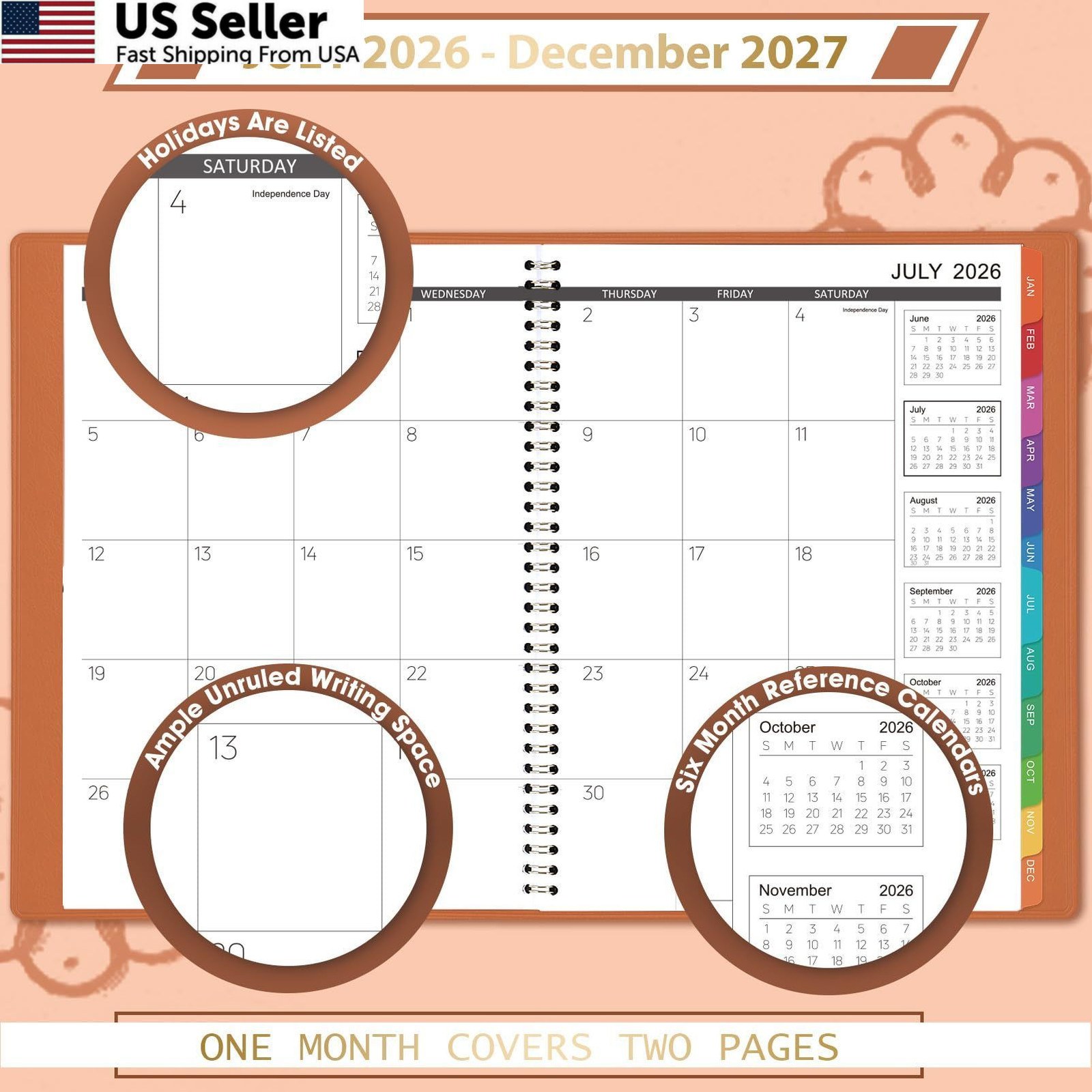 Monthly Planner 2026-2027 – 18 Months 9 inches X 11 inches, Brown