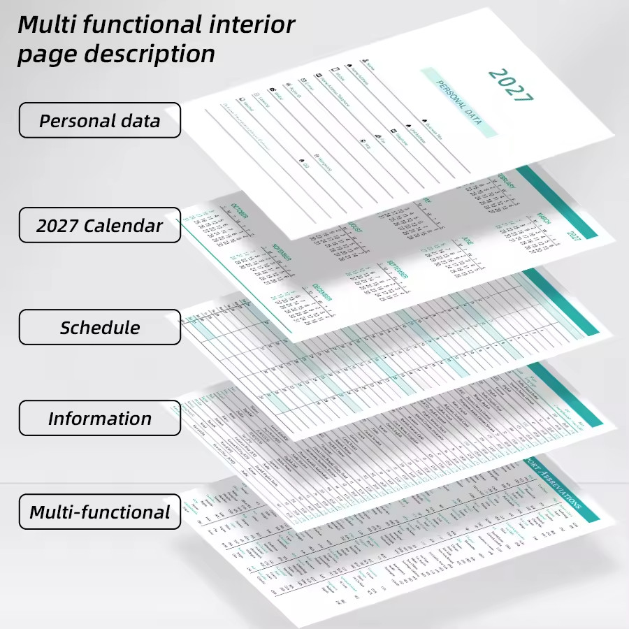 2027 Daily Planner – One Page Per Day, Full Page Layout, 365 Days Agenda, 5