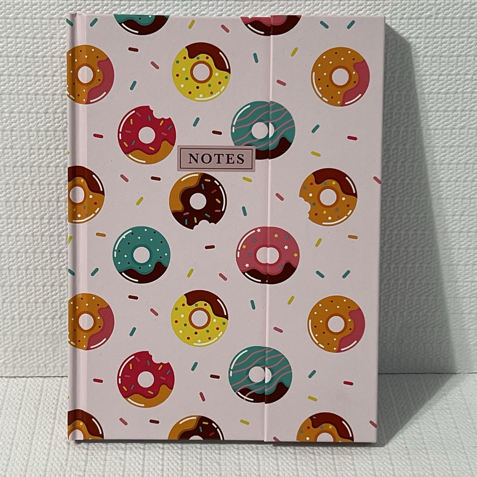 DONUT Hardcover Notebook Journal Pink Colorful Lined Flap