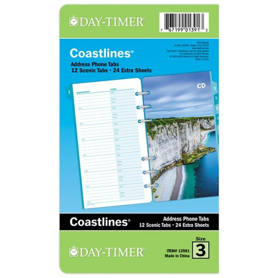 Day-Timer Coastlines Address Phone Tabs, Portable, 3 3/4″ x 6 3/4″