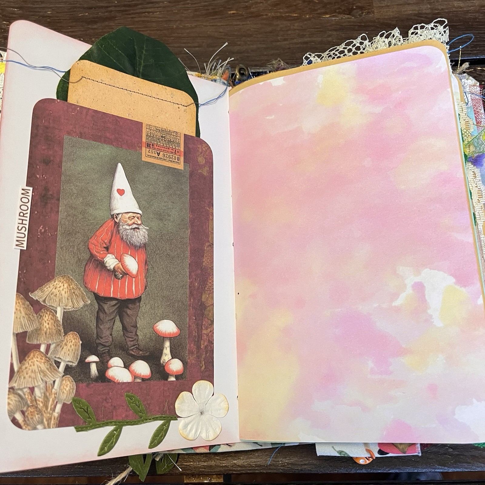 Gnome Sunflower Themed Junk Journal Woodland Nature Softcover 3 Signatures