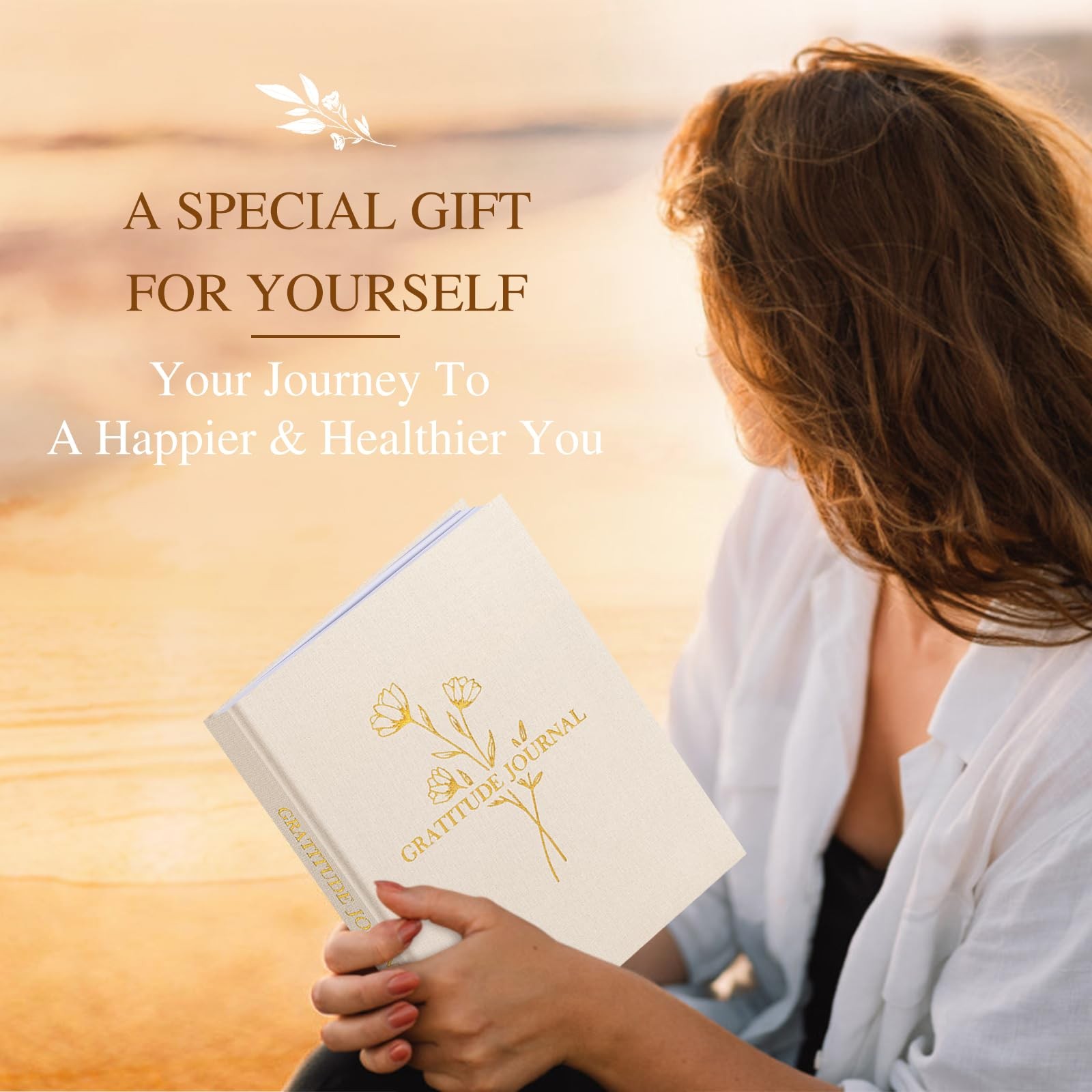 Lanpn Daily Gratitude Journal for Woman Men, 4 Month Mindfulness & Beige
