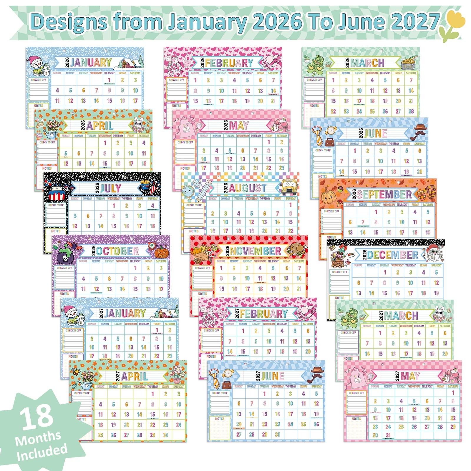 Large Desk Calendar 2026-2027 18 Month Desktop Composition Notebook…